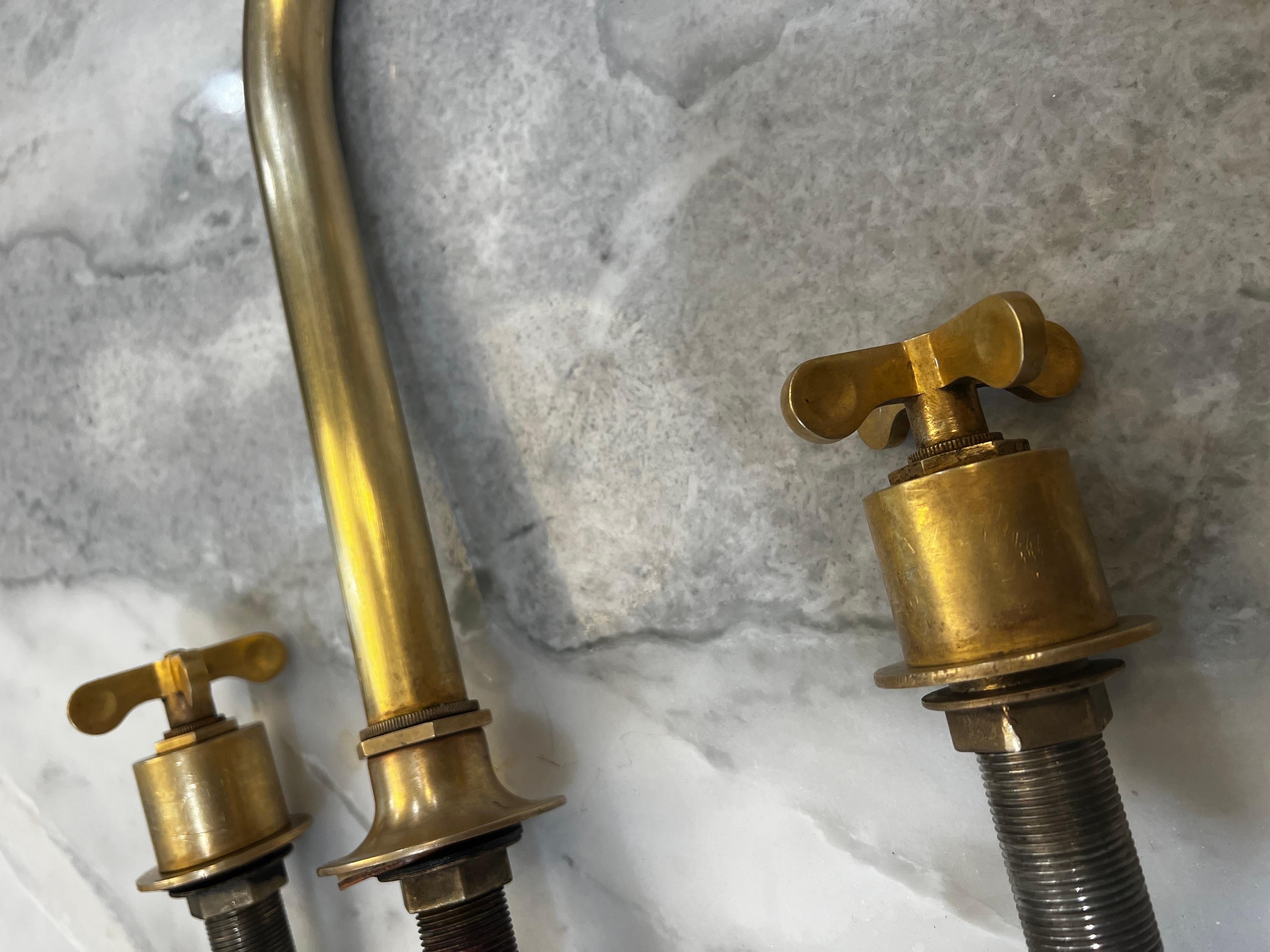 Waterworks Burnished Brass Henry Kitchen Faucet includes Sprayer  - Three Hole 1