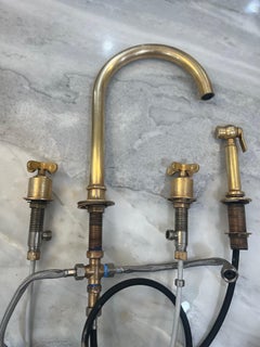 Waterworks Burnished Brass Henry Kitchen Faucet includes Sprayer  - Three Hole
