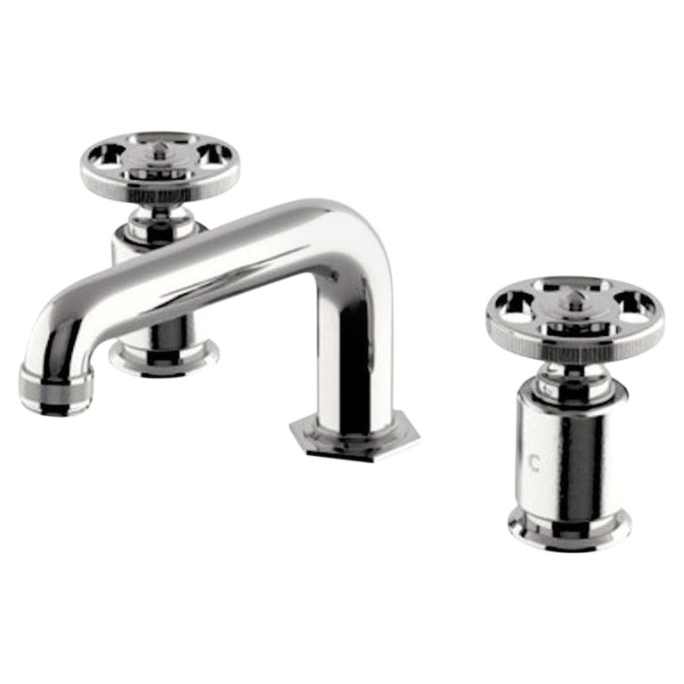 Waterworks R.W. Atlas Low Profile 3-Hole Lavatory Faucet, Metal Wheel Handles