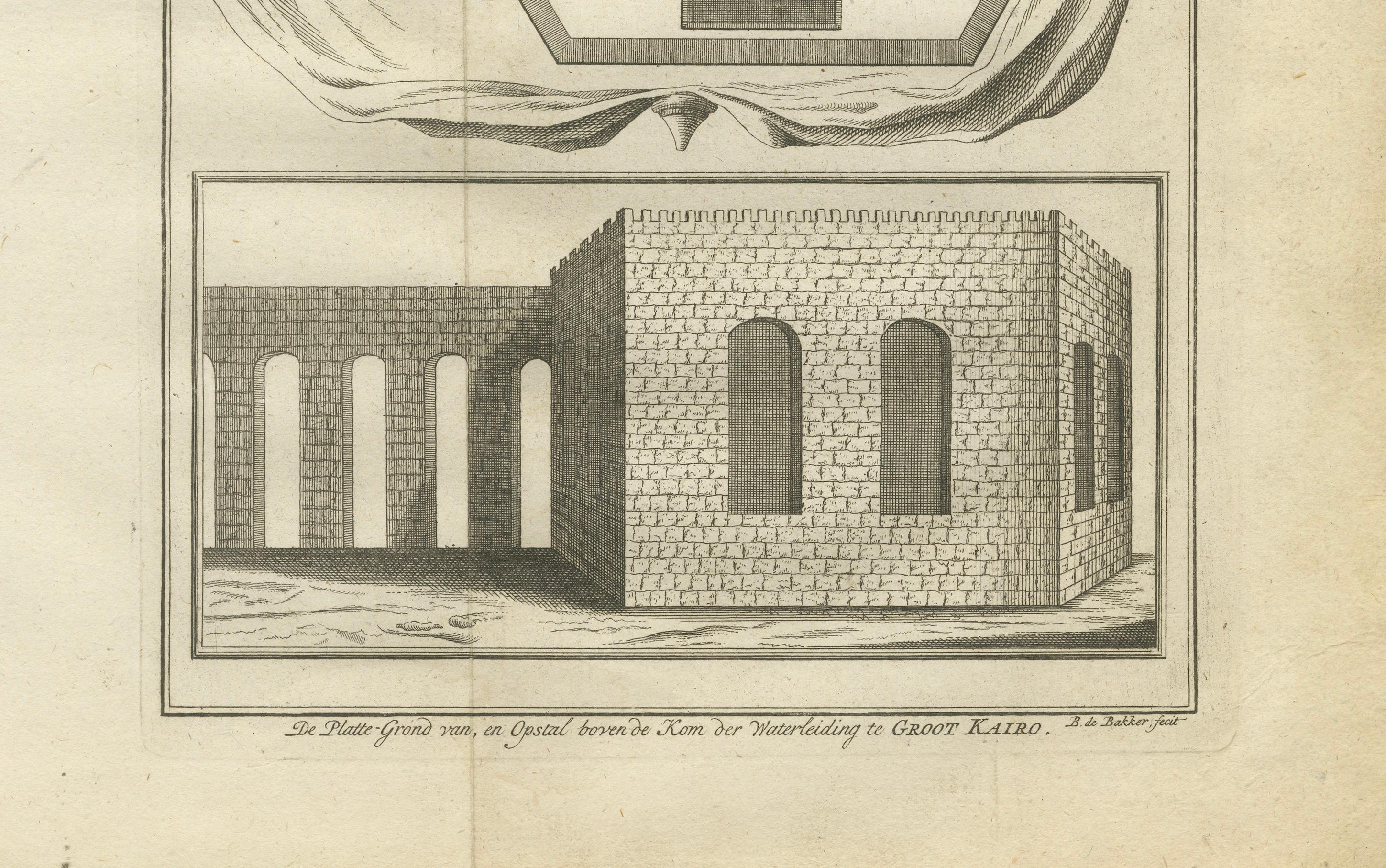 Néerlandais Structure et plan de l'aqueduc du Grand Caire - Système d'aqueduc, Égypte 1776 en vente