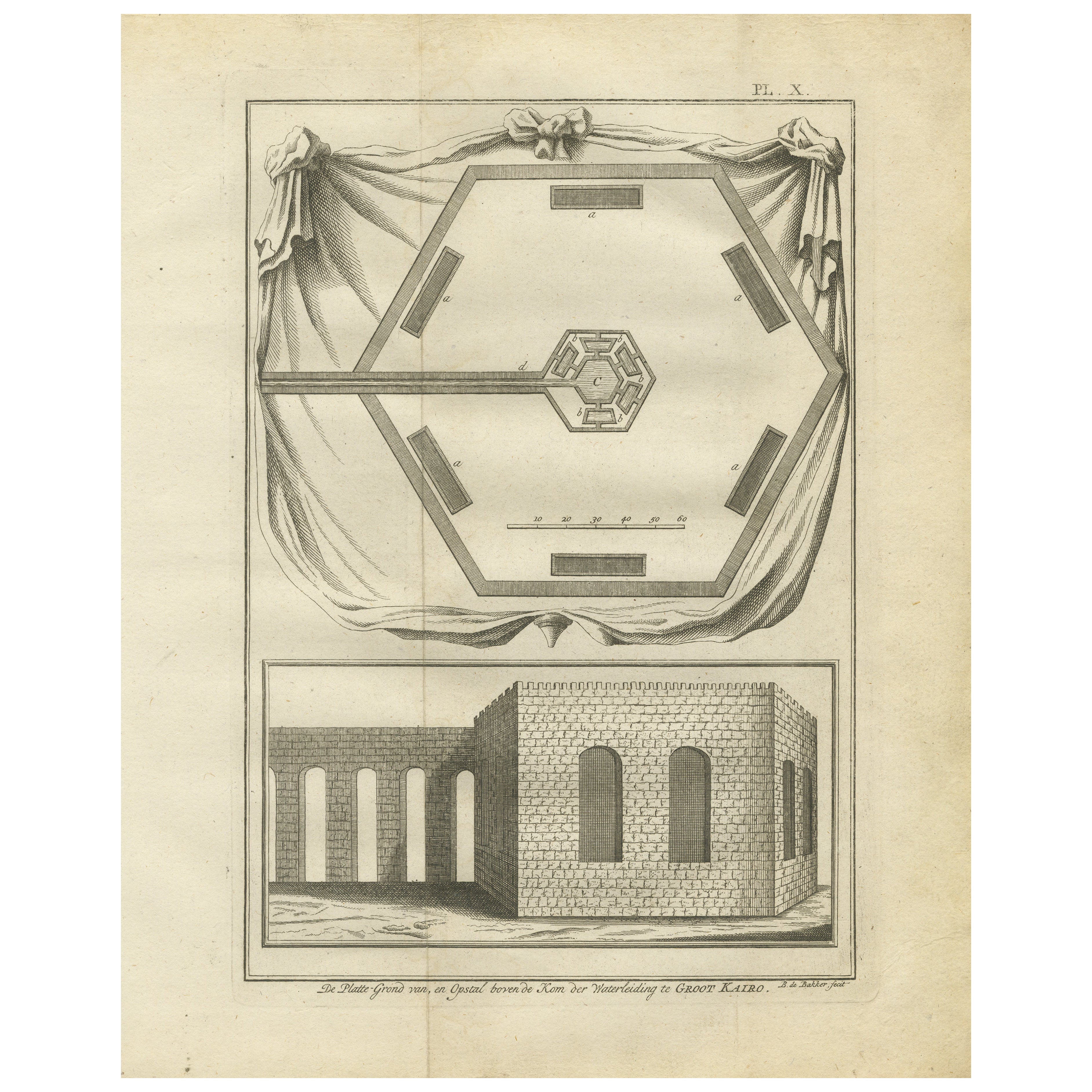 Estructura y plano de las obras hidráulicas del Gran Cairo - Sistema de acueductos, Egipto 1776