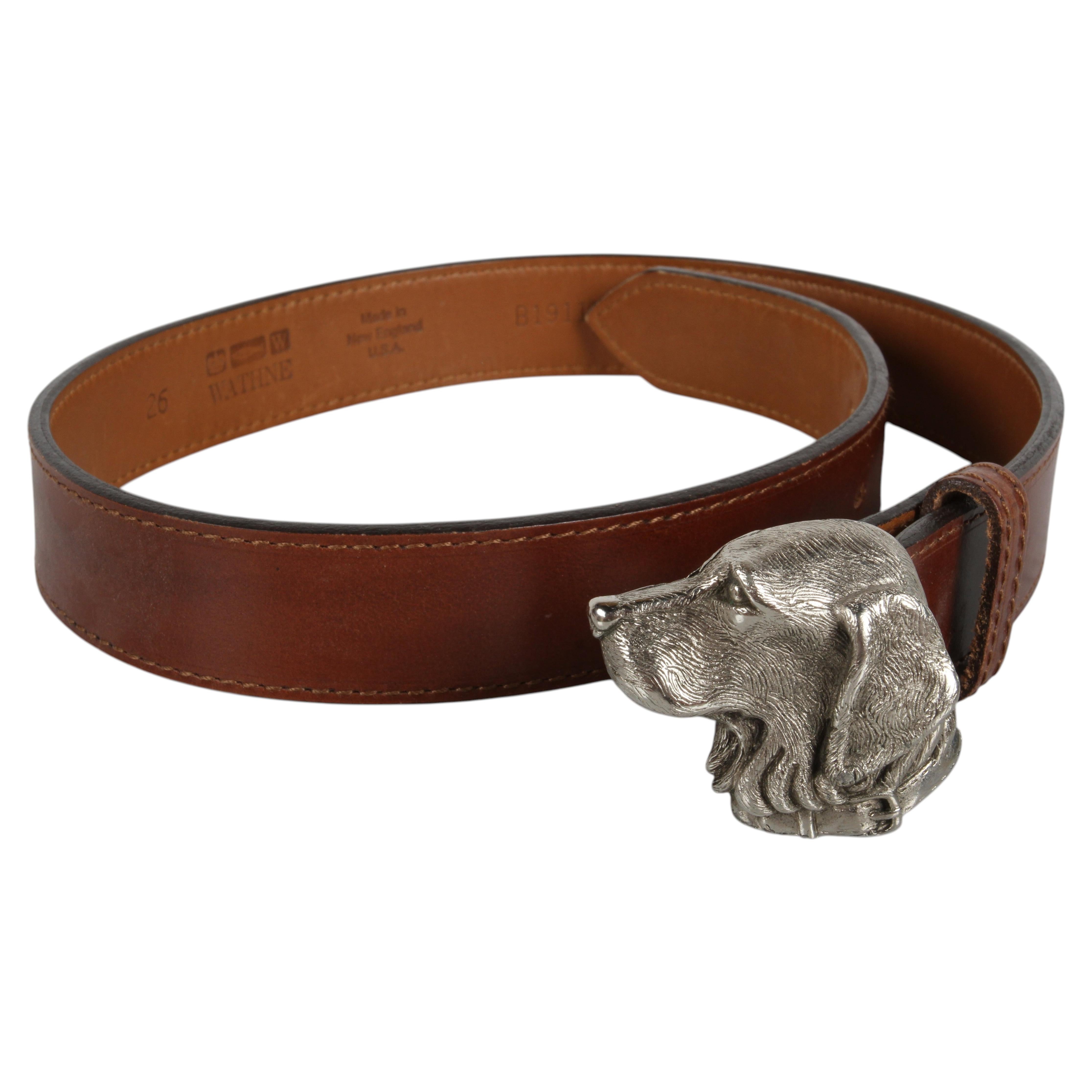 WATHNE LTD USA - Boucle de ceinture en argent pour chien Labrador Retriever et ceinture en cuir en vente
