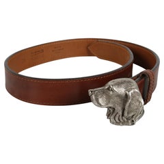 WATHNE LTD USA - Silver Tone Labrador Retriever Dog Belt Buckle & Leather Belt