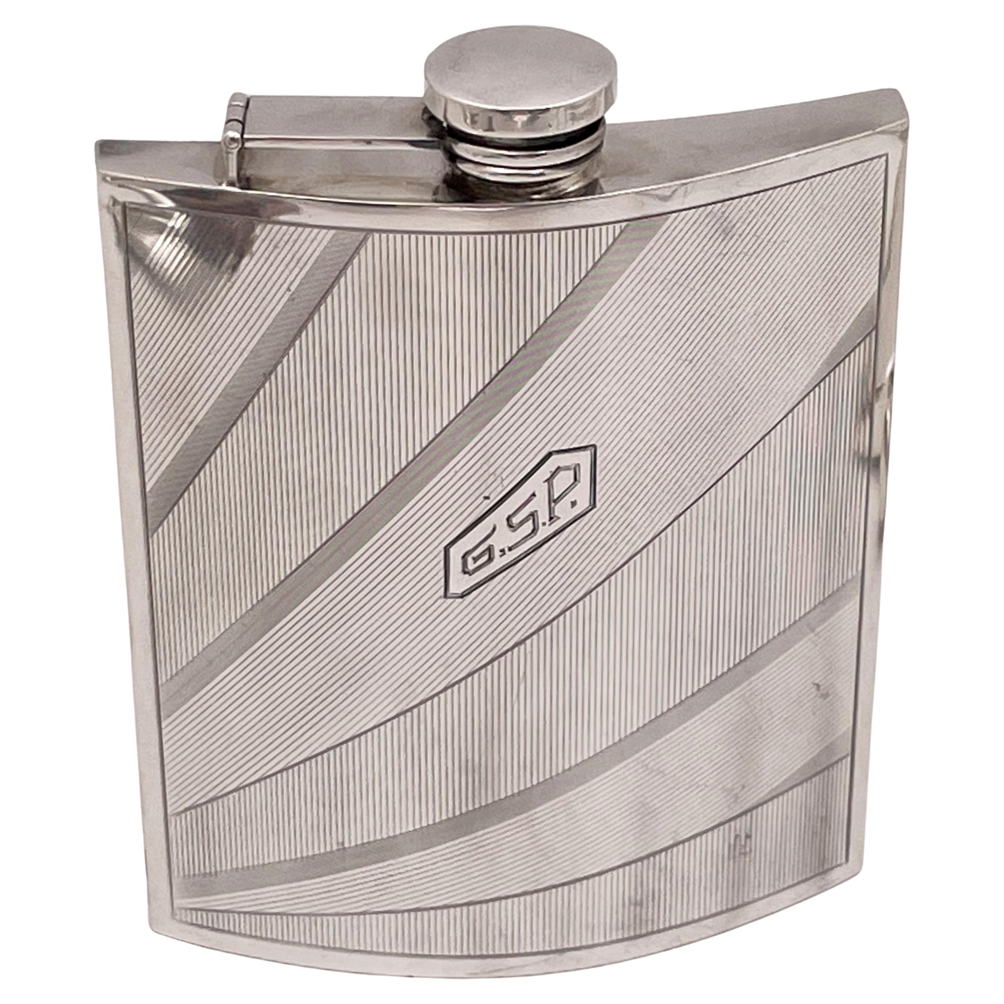 Watrous pour International Sterling Silver Early 20th Century Art Deco Flask