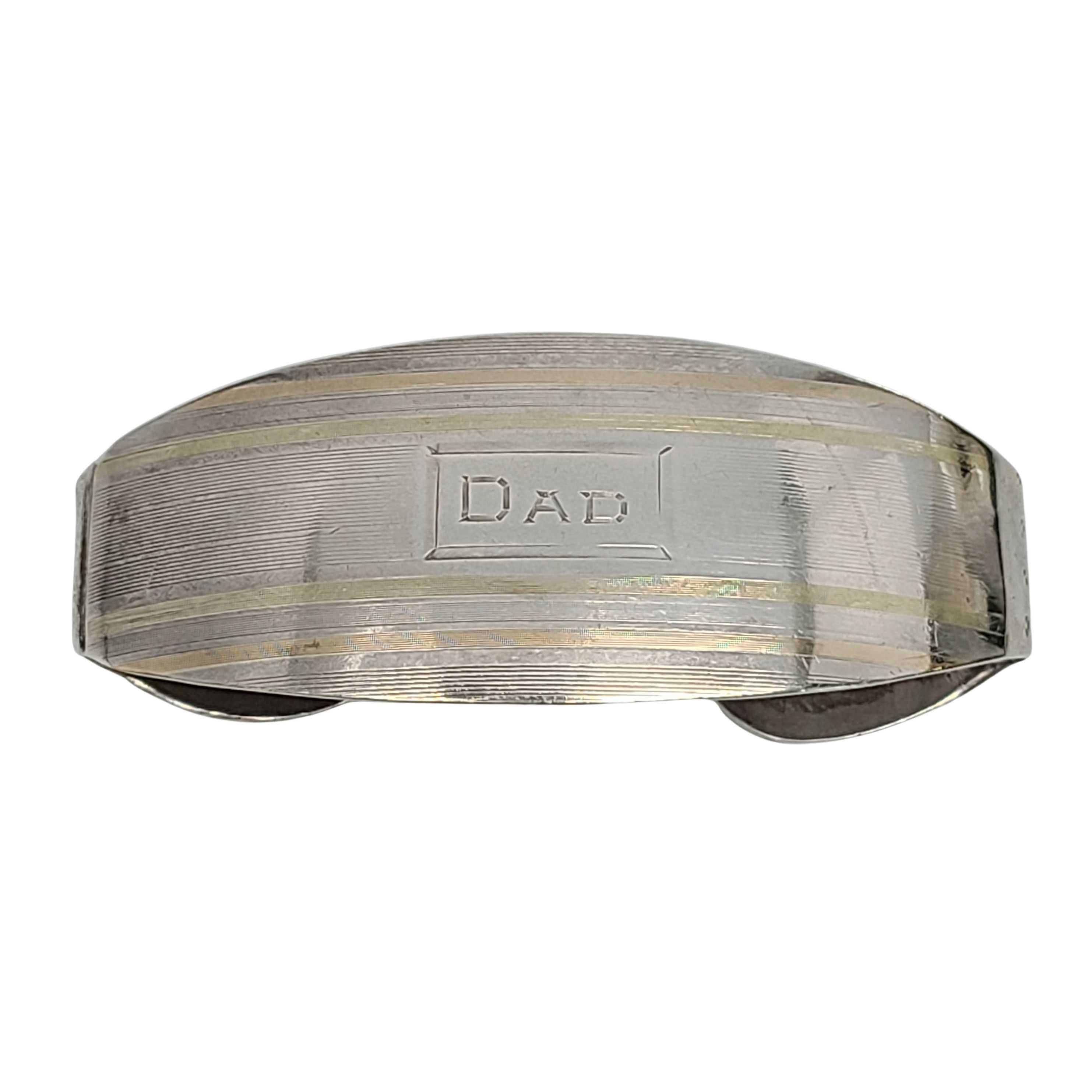 Watrous Mfg Co. Portatovaglioli a intarsio in argento Sterling 14 carati con monogramma in vendita 1