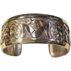 Watson Honanie, 14 karat YG and Sterling Hopi Corn Maiden Cuff