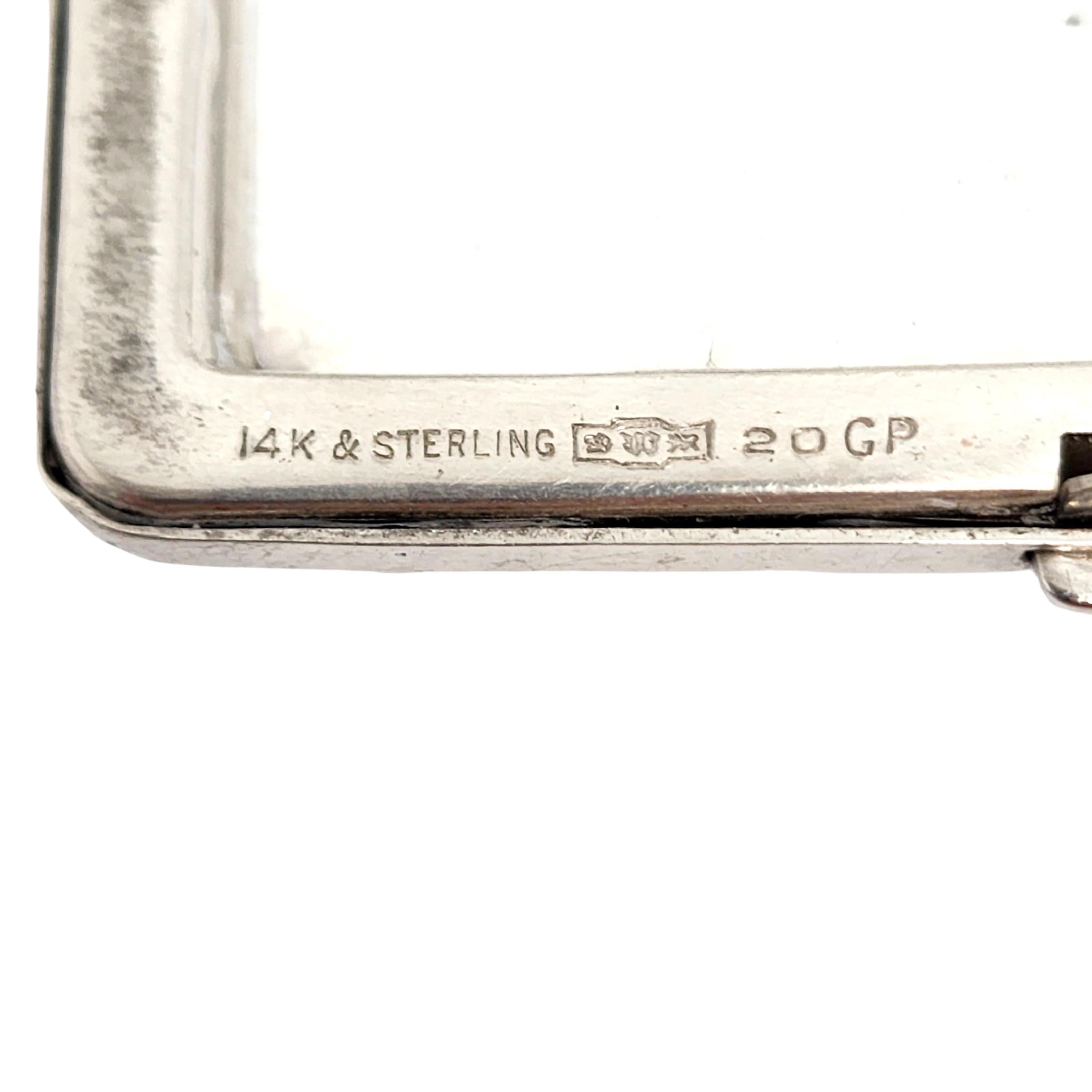 Watson, compact miroir carré en argent sterling plaqué or 14 carats avec monogramme  en vente 7