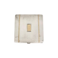 Watson Sterling Silver 14k Gold Plated Square Mirror Compact with Monogram