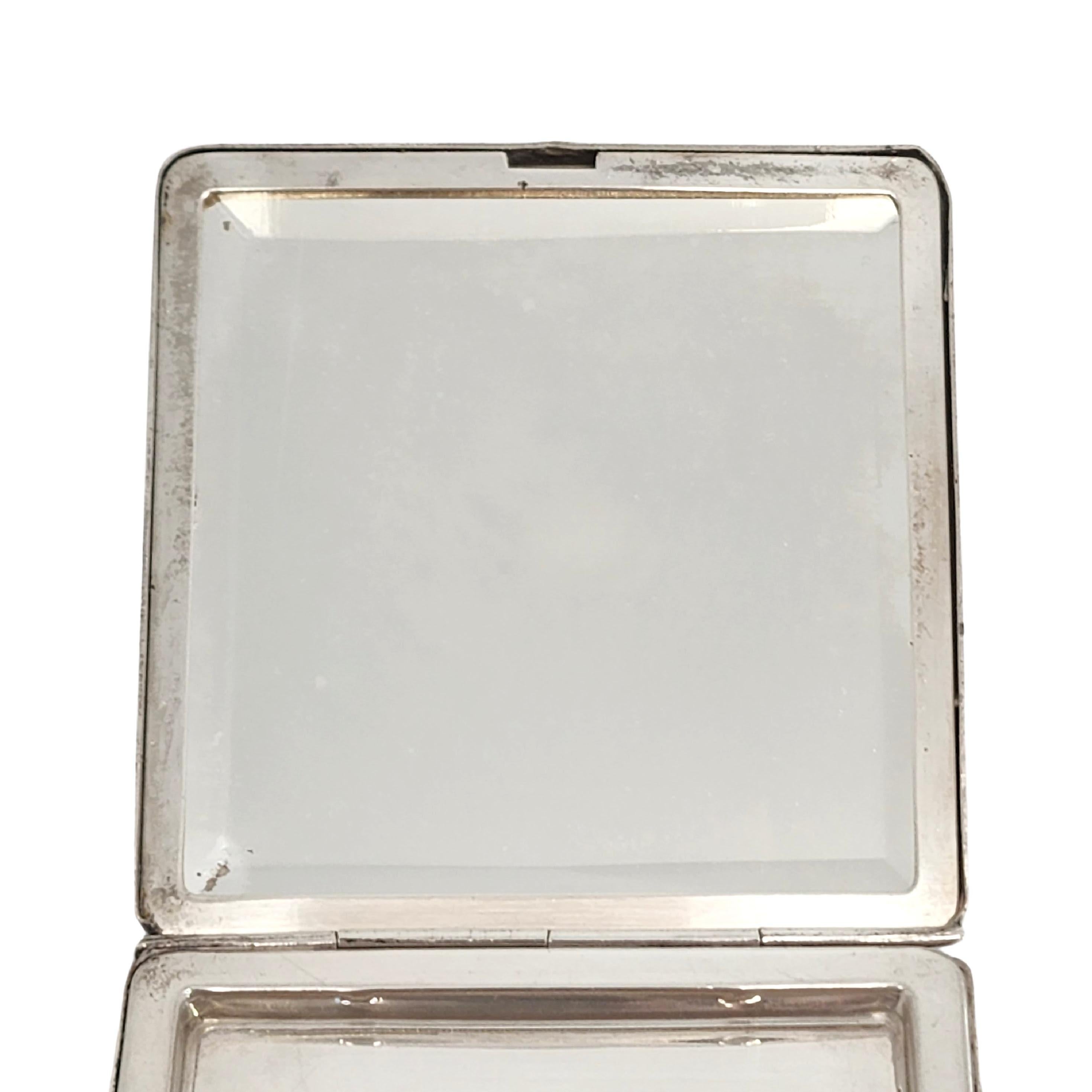 Watson Sterling Silver 14k Gold Plated Square Mirror Compact with Monogram For Sale 3