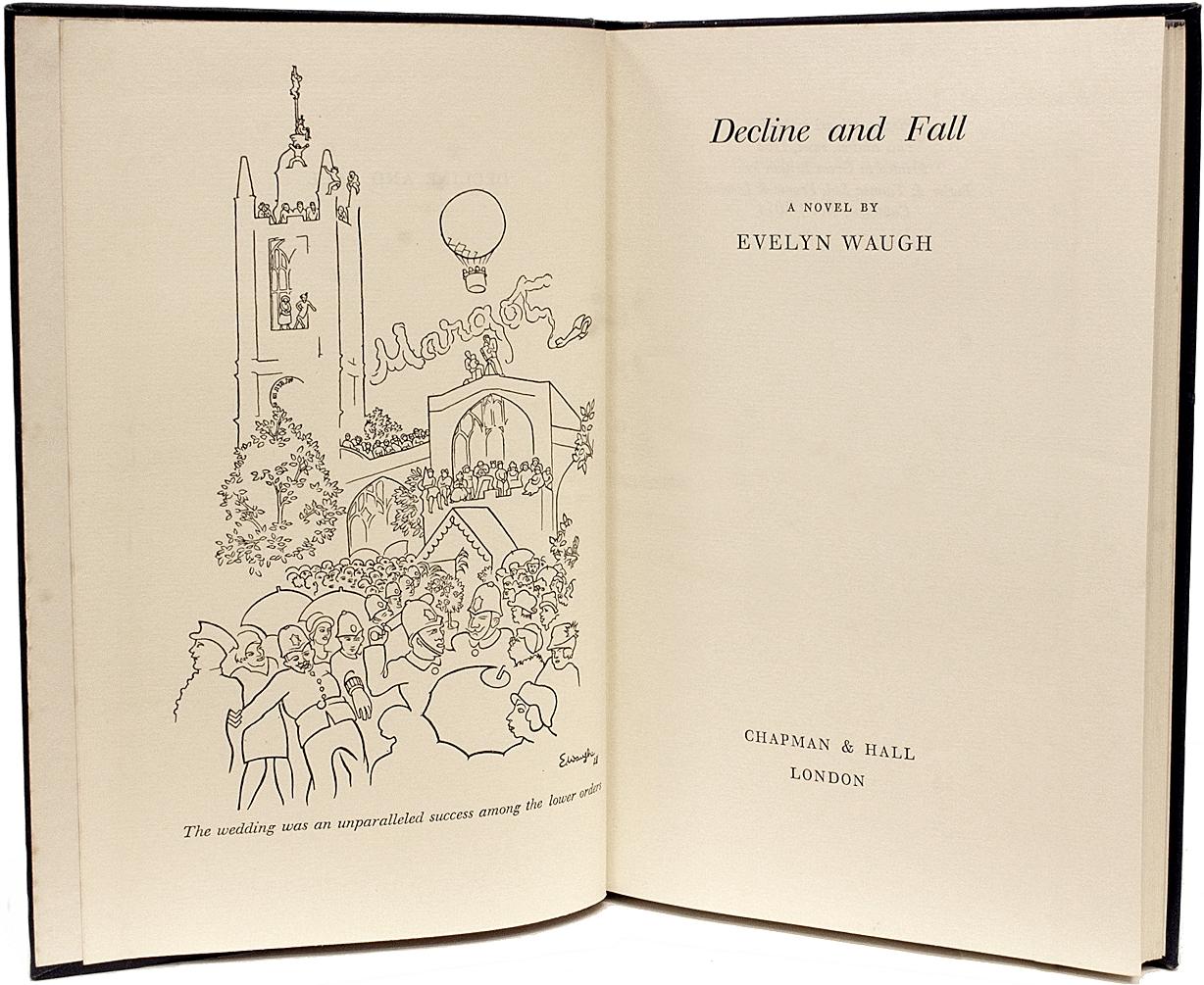 Fabric Waugh, Evelyn, Decline & Fall, 1962-Revised Edition-Presentation Copy ! For Sale