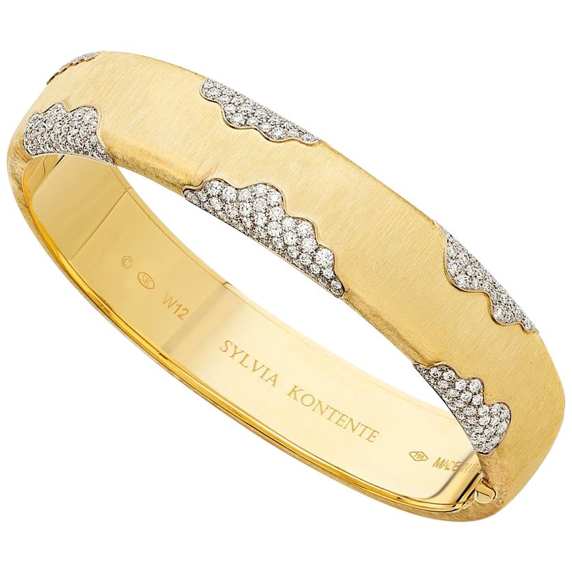 18K Yellow Gold Diamond Bracelet For Sale