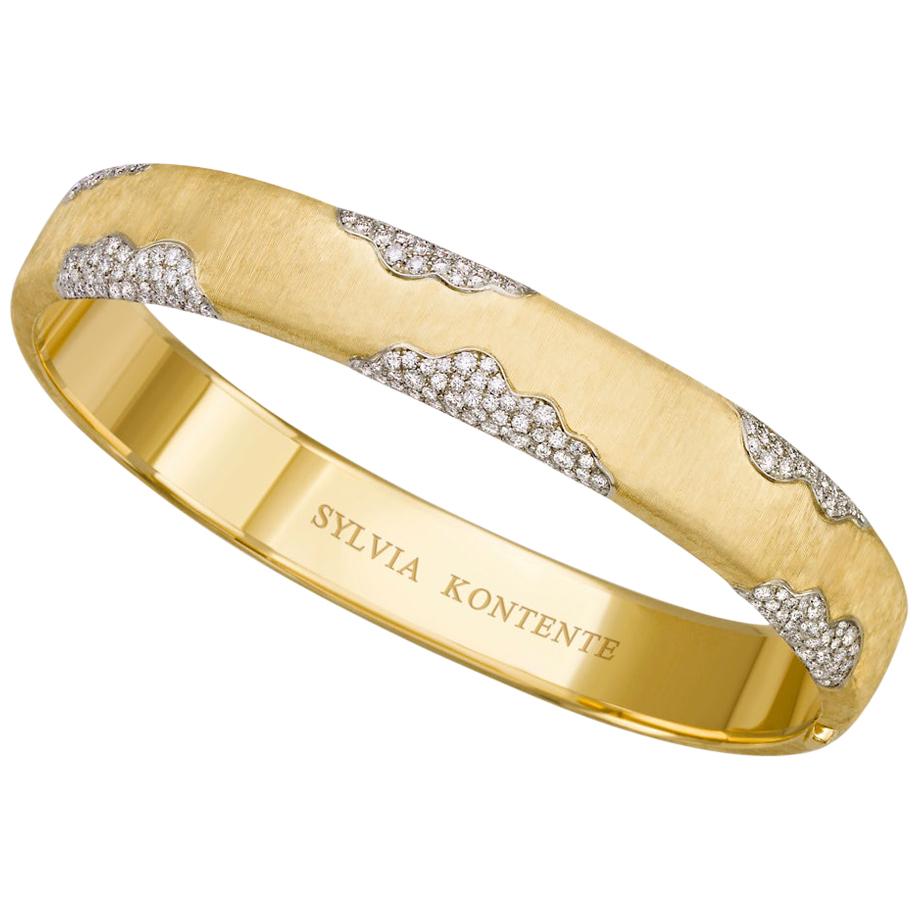 18K Yellow Gold Diamond Bracelet For Sale