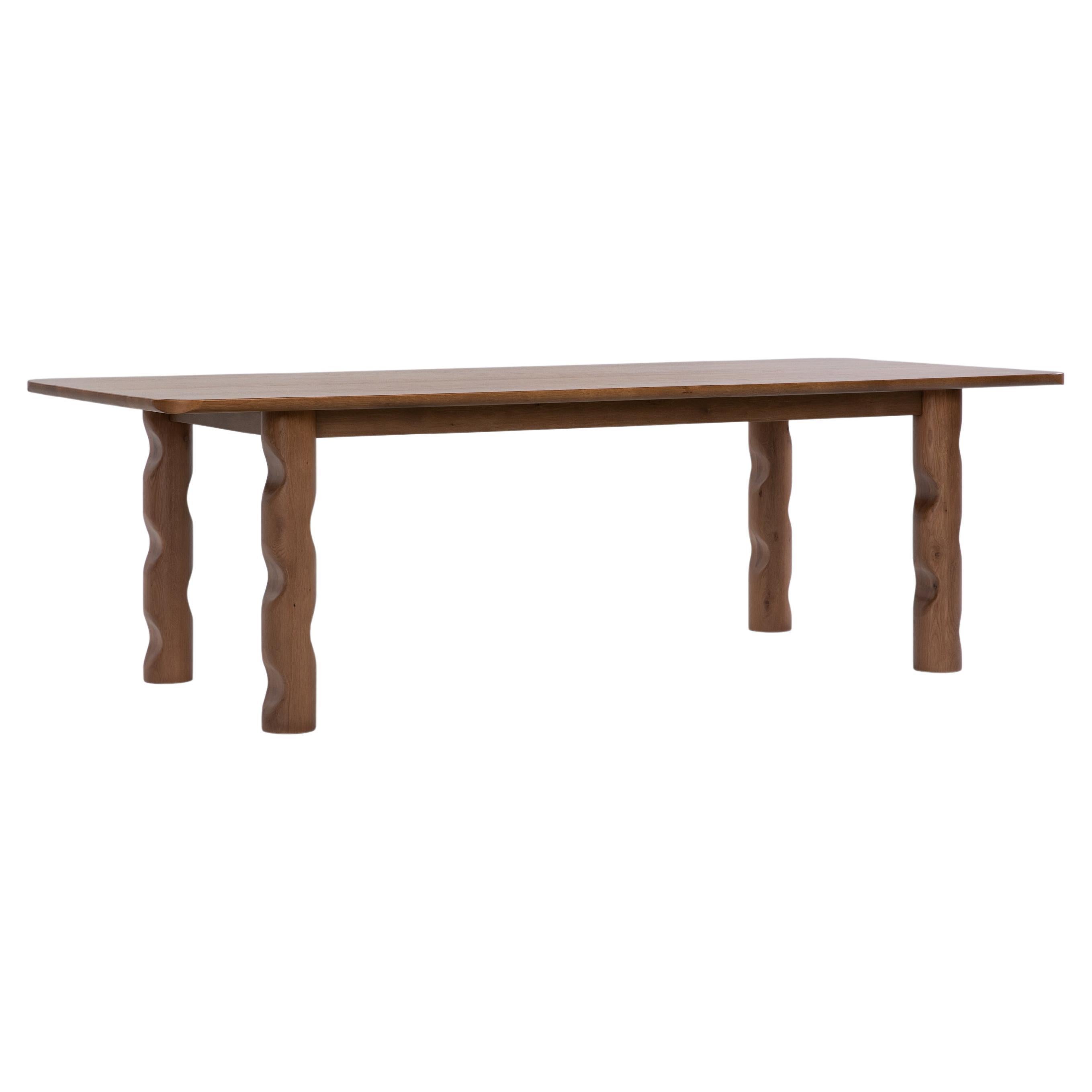Wave 98" Dining Table Sienna, Minimalist Dining Table in FSC White Ash Wood