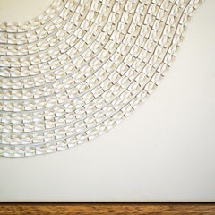 Wave, A Piece of 3D Sculptural Cream Leather Wall Art