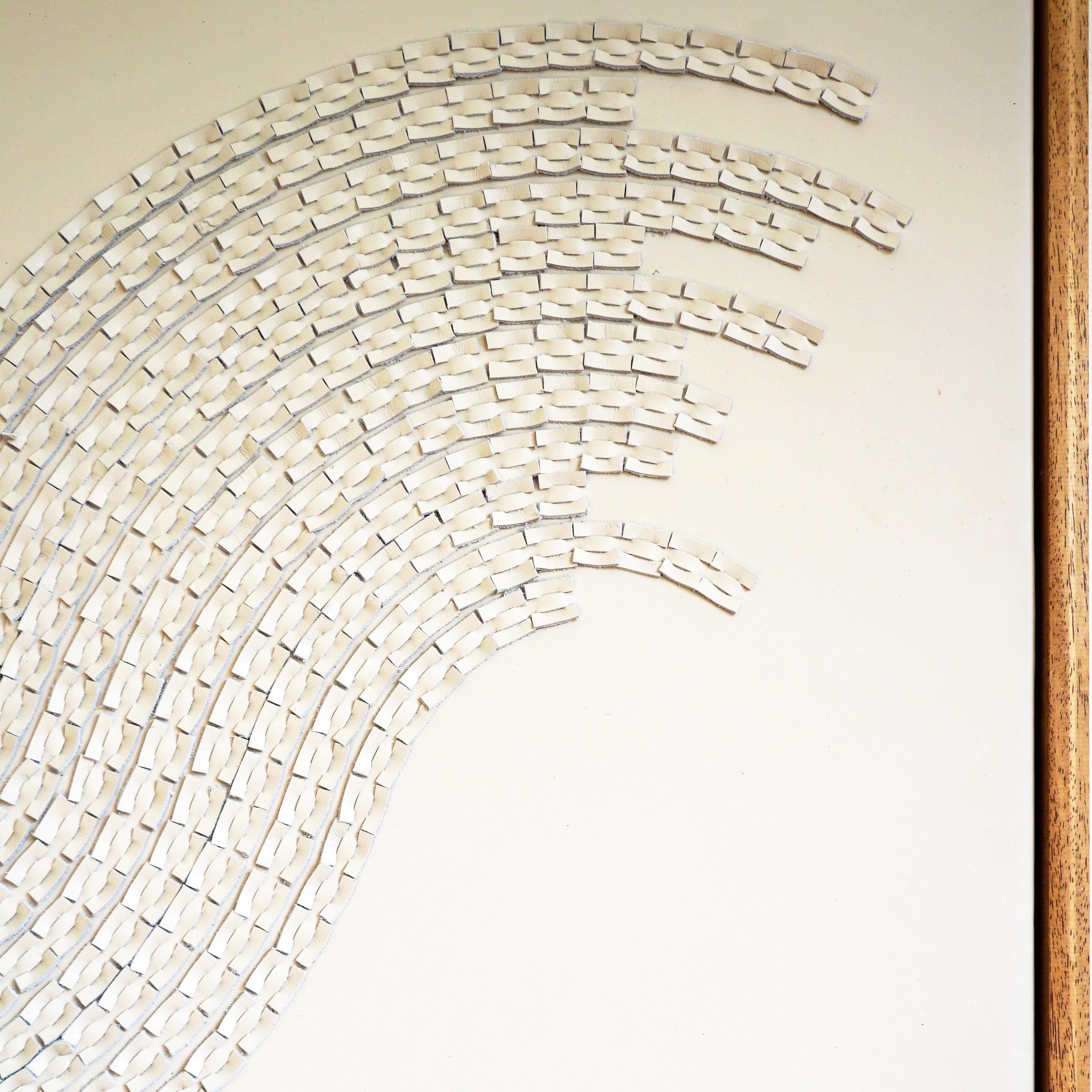 Modern Wave, A Piece of 3D Sculptural Cream Leather Wall Art For Sale