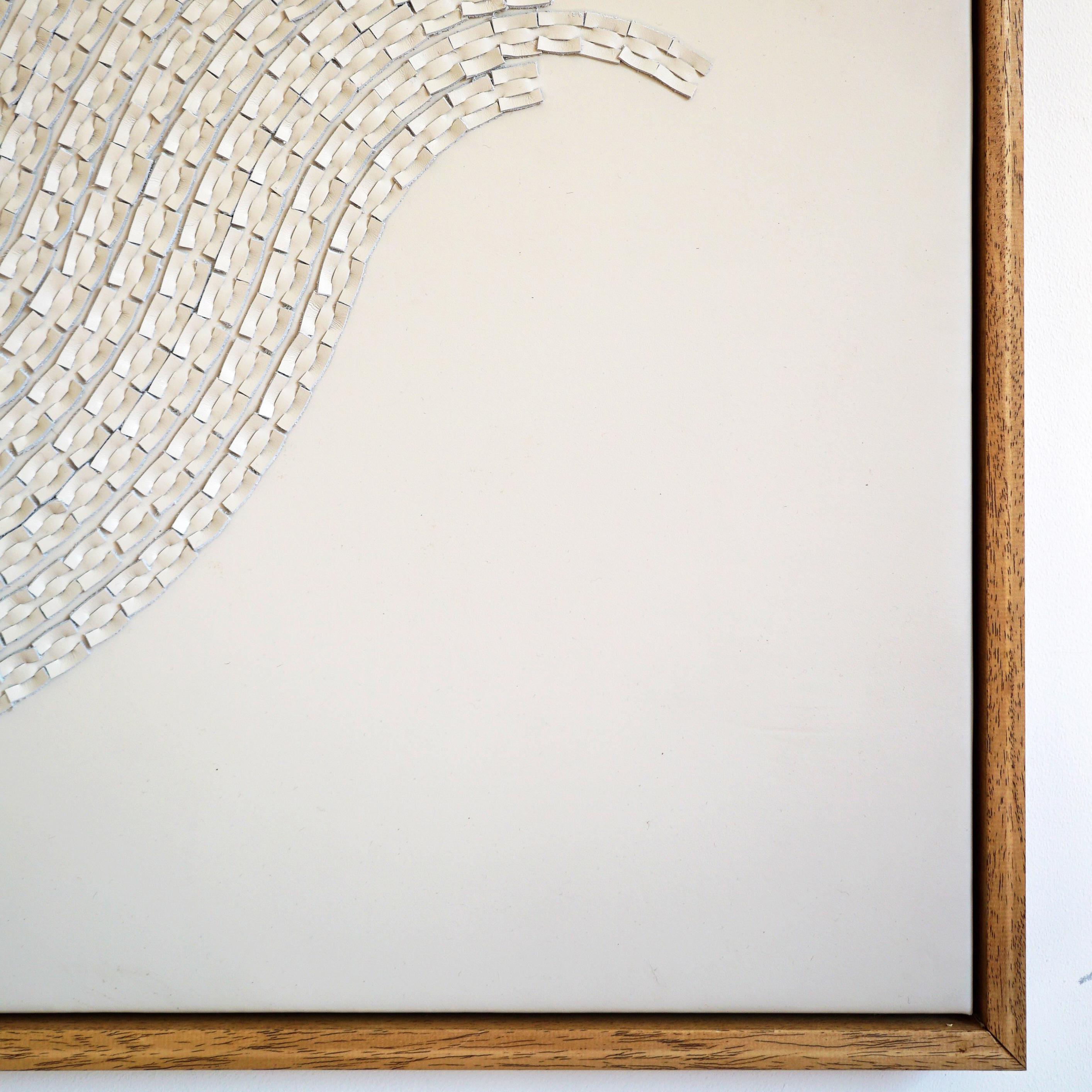 British Wave, A Piece of 3D Sculptural Cream Leather Wall Art For Sale