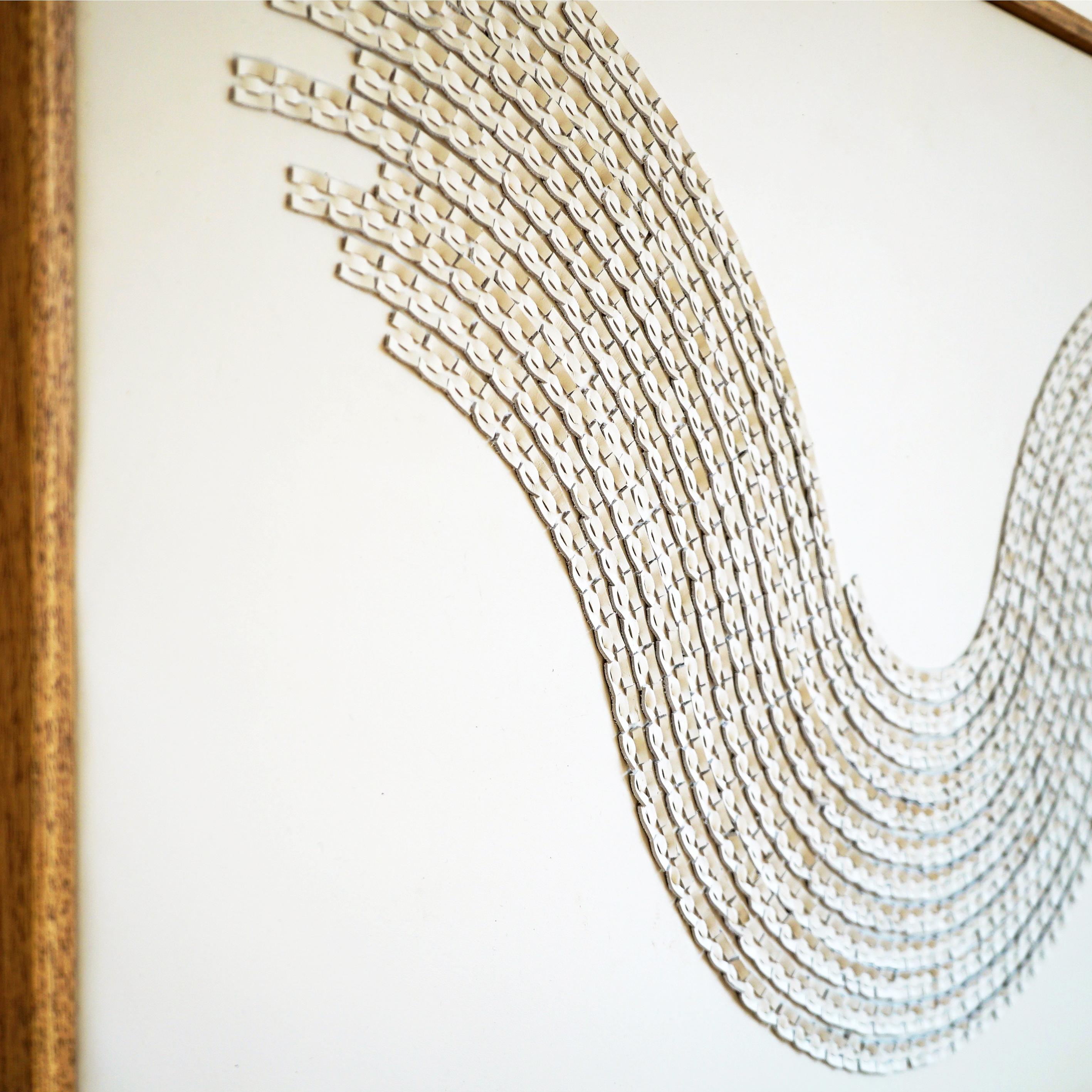Other Wave, A Piece of 3D Sculptural Cream Leather Wall Art For Sale