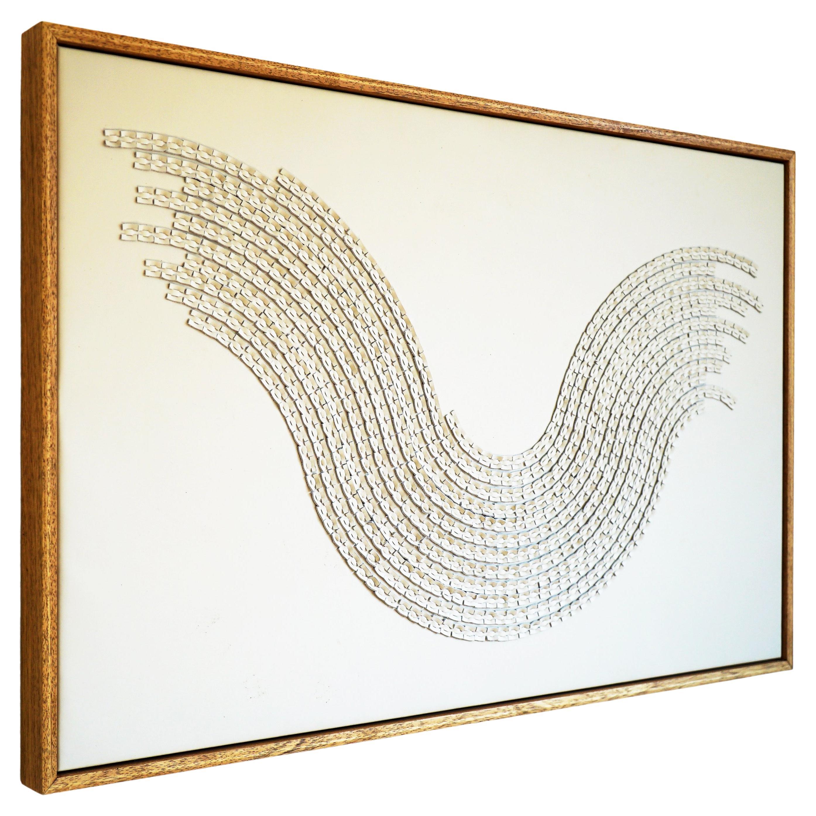 Wave, A Piece of 3D Sculptural Cream Leather Wall Art For Sale