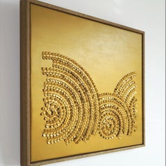 Wave. A Piece of 3D Sculptural Gold Leather Wall Art.