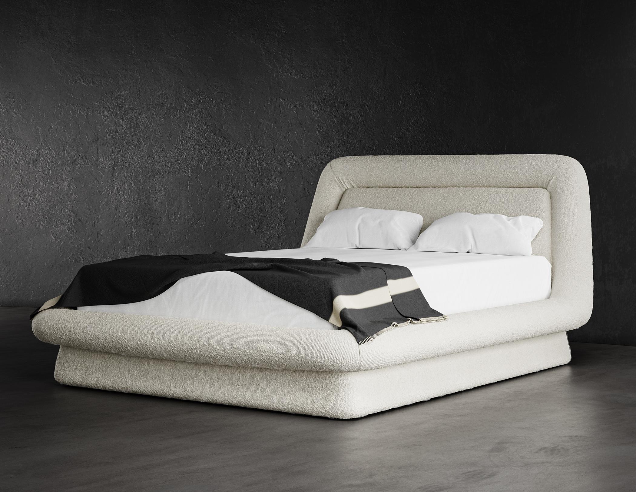 Modernes Wave-Bett aus Cloud-Boucle in warmem Weiß (21. Jahrhundert und zeitgenössisch) im Angebot