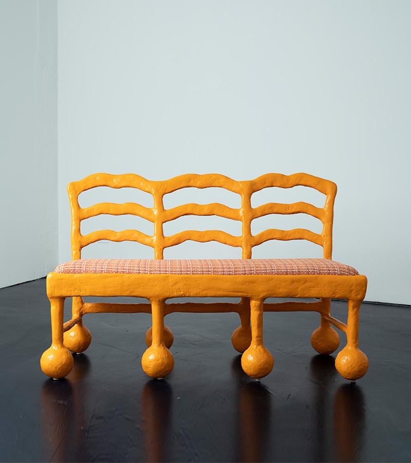 Hand-Crafted Wave Bench in Gypsum & Fiberglass by Brent Warr Studios For Sale