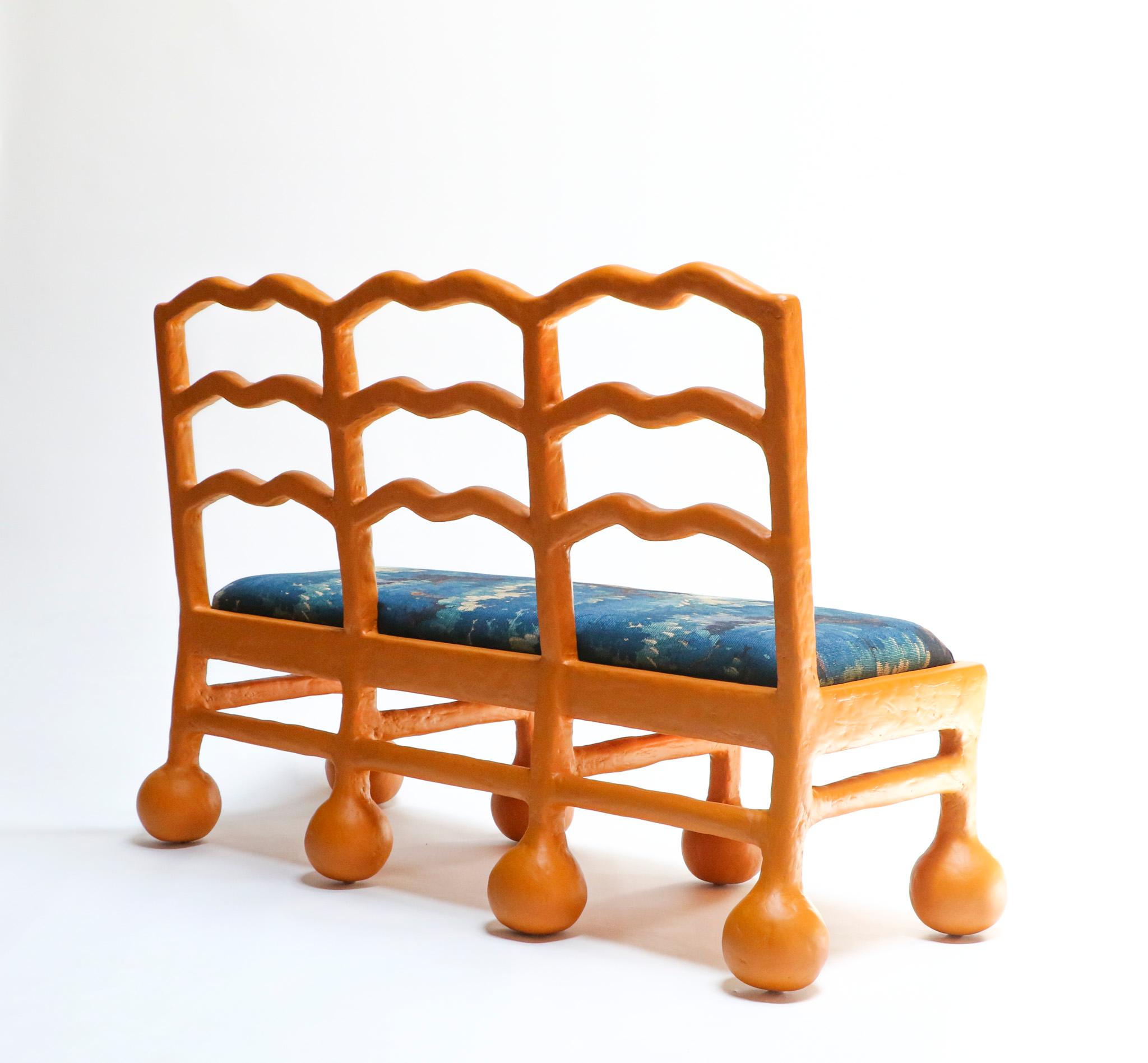 Fabric Wave Bench in Gypsum & Fiberglass by Brent Warr Studios For Sale
