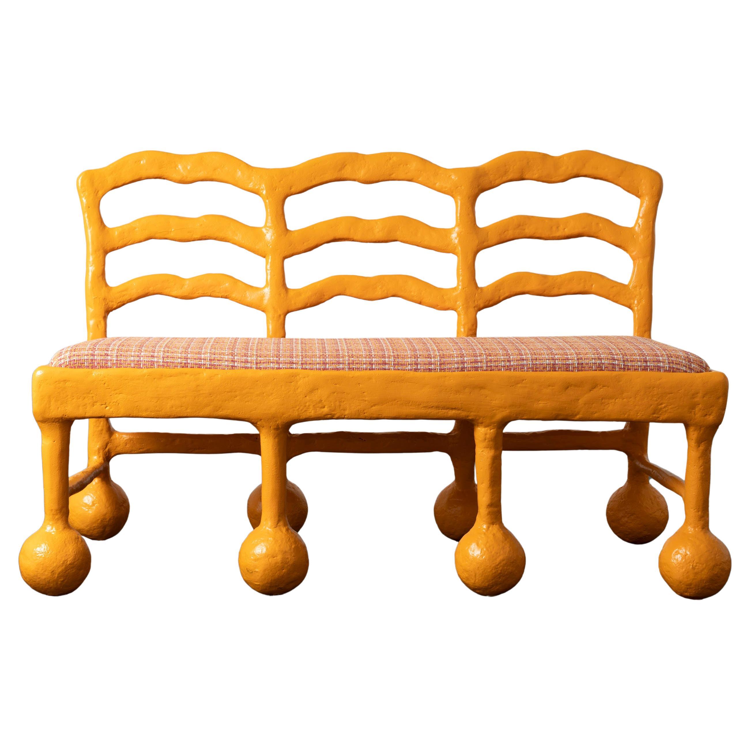 Wave Bench in Gypsum & Fiberglass by Brent Warr Studios