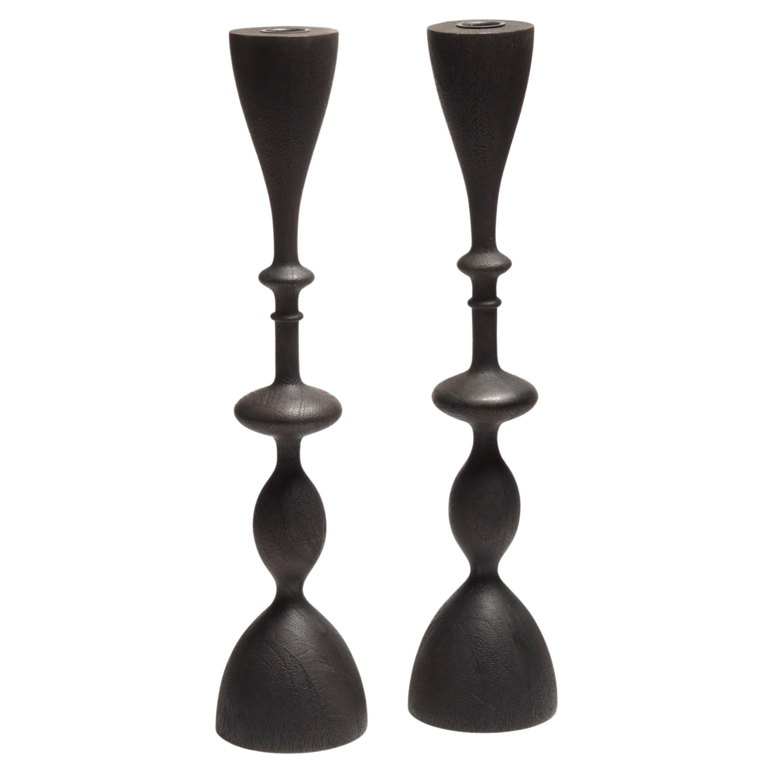 Wave Candlestick (sold individually, large, blackened) For Sale