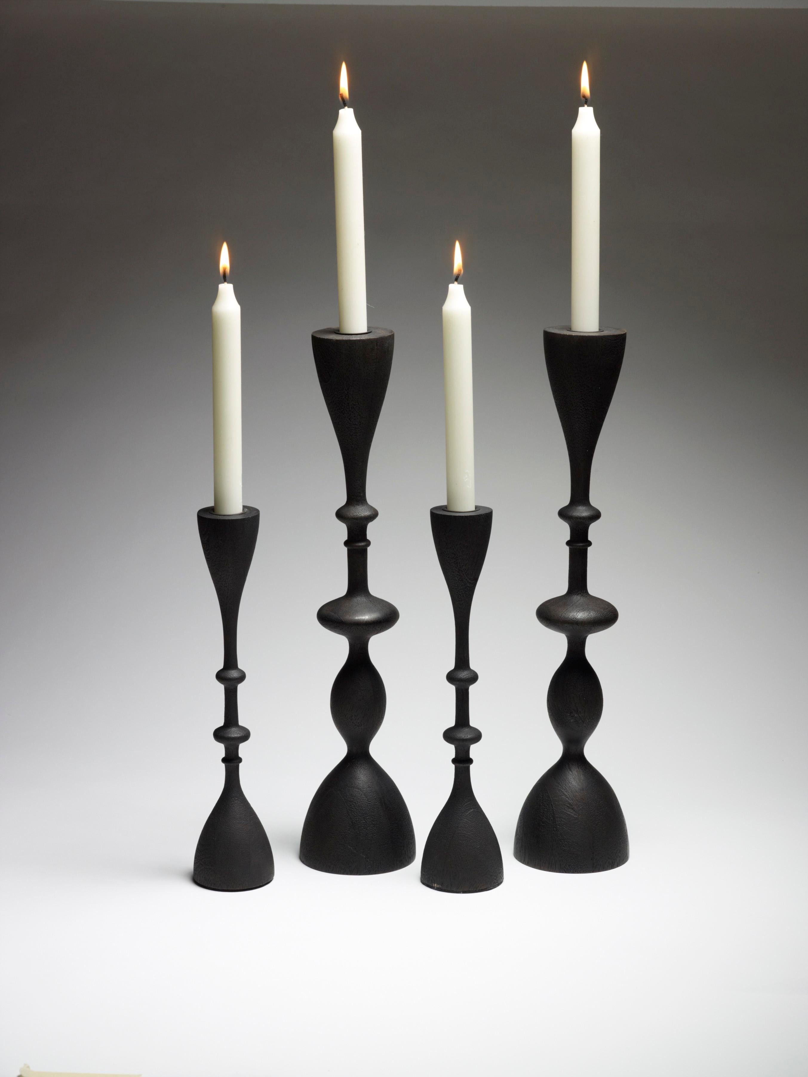 Wave Candlestick (single candlestick, large, blackened) For Sale 6