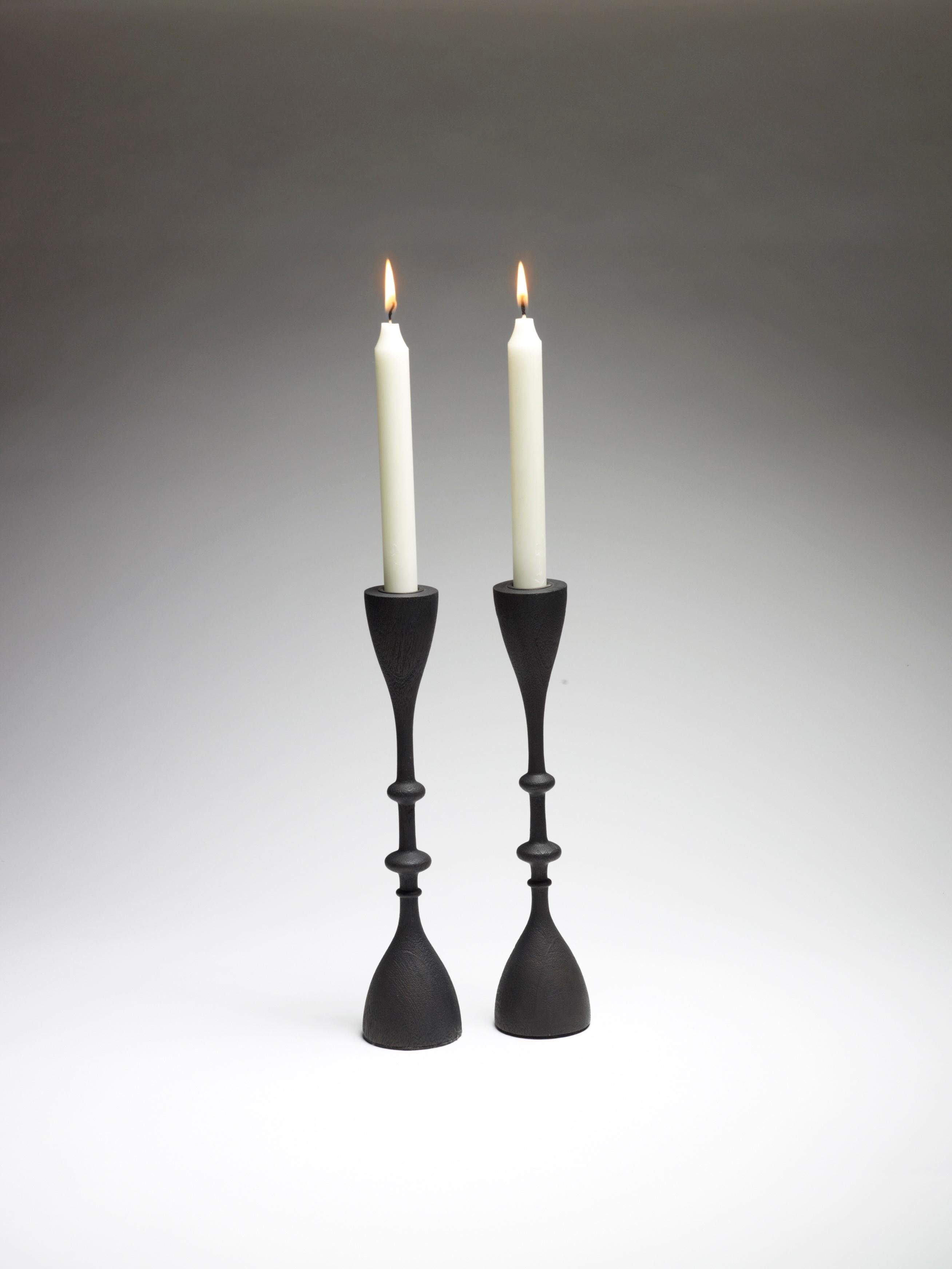 Wave Candlestick (single candlestick, large, blackened) For Sale 7