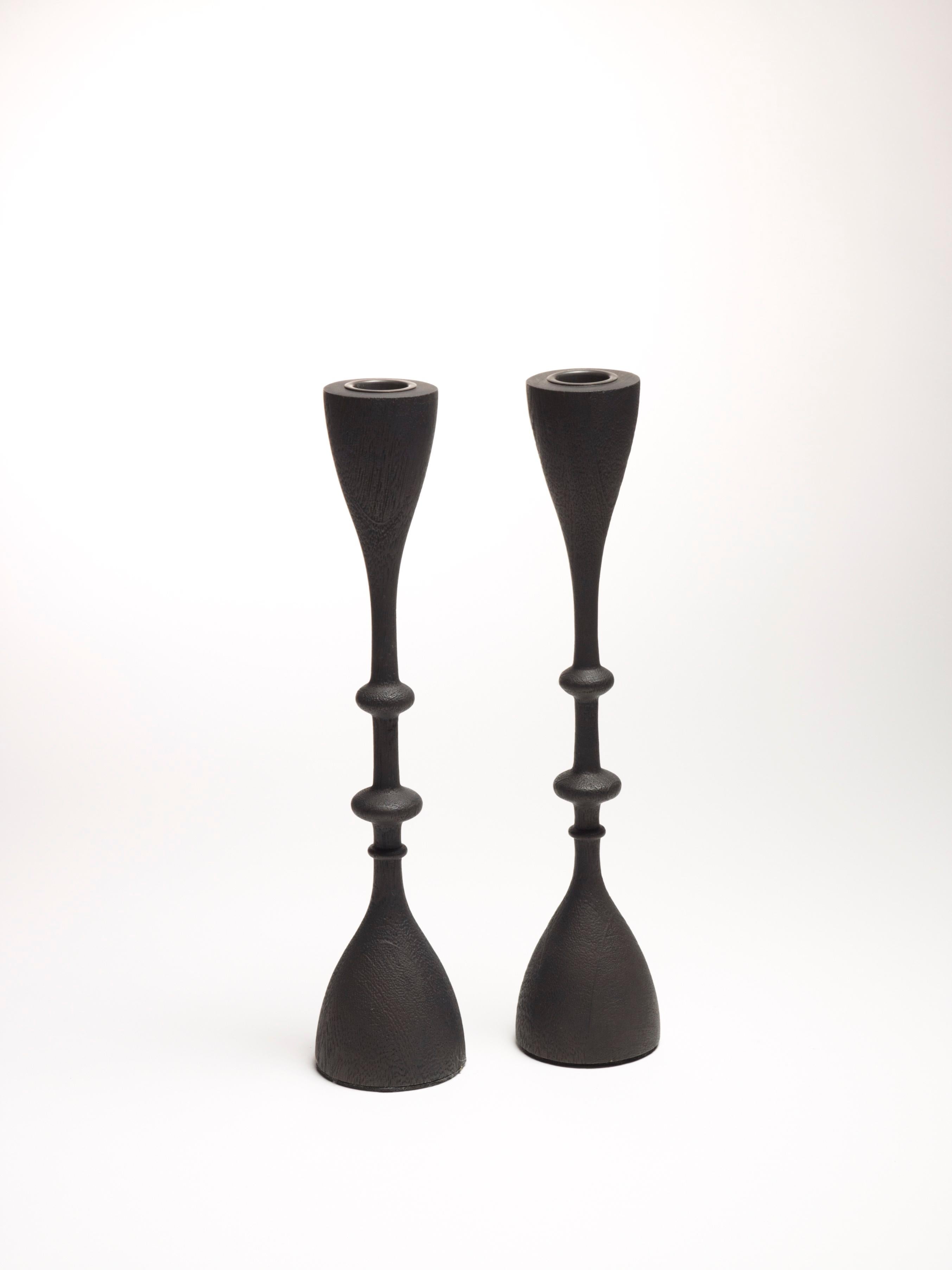 Wave Candlestick (single candlestick, large, blackened) For Sale 8