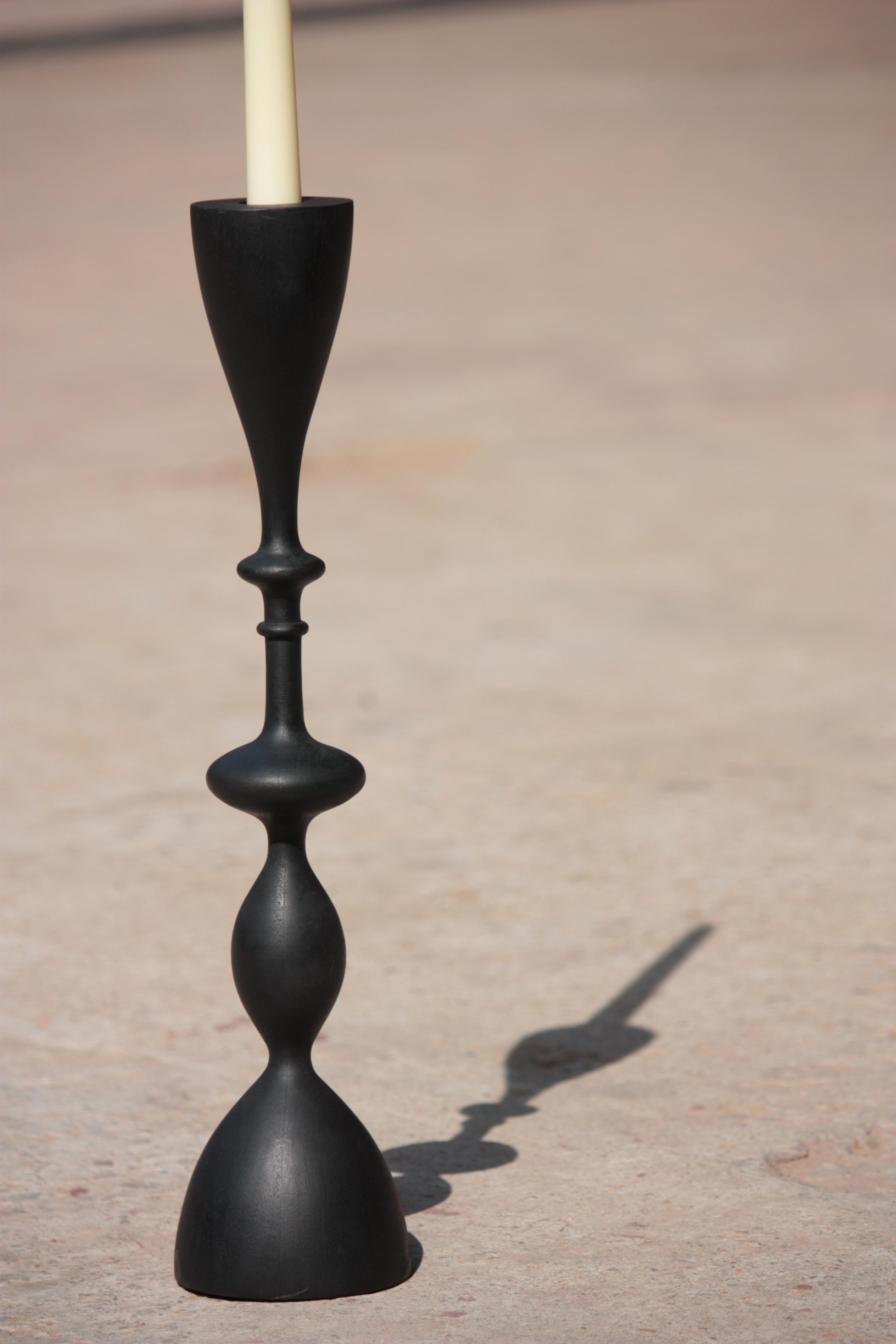 Wave Candlestick (single candlestick, large, blackened) For Sale 1