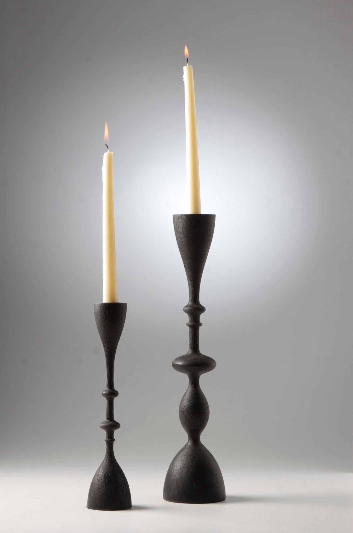 Blackened Wave Candlestick (sold individually, small, blackened)
