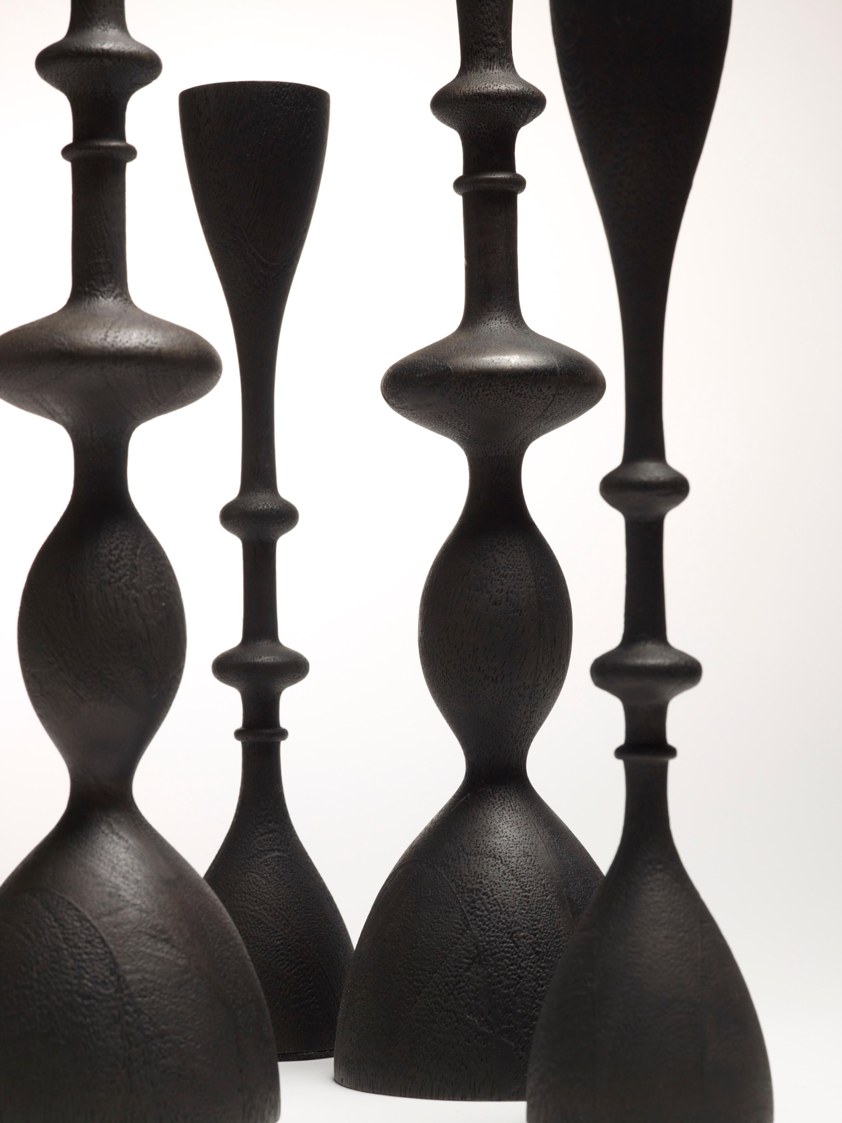 Indian Wave Candlestick (sold individually, small, blackened) For Sale