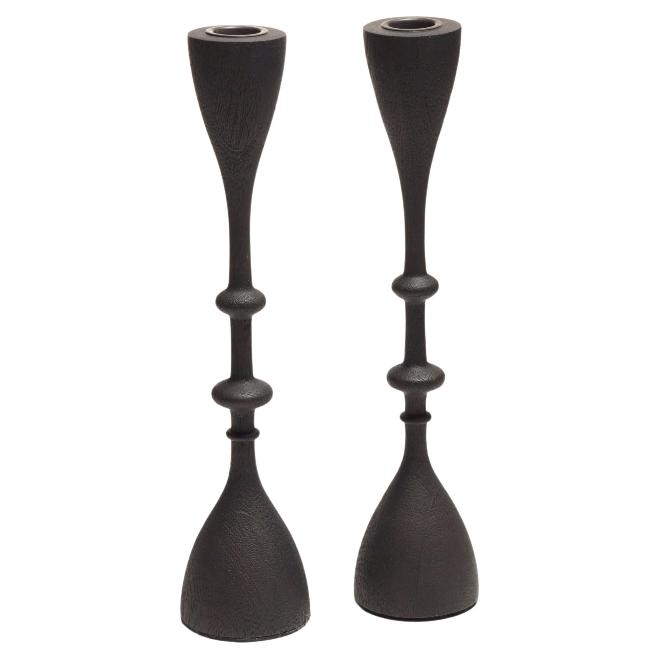 Wave Candlestick (sold individually, small, blackened) For Sale