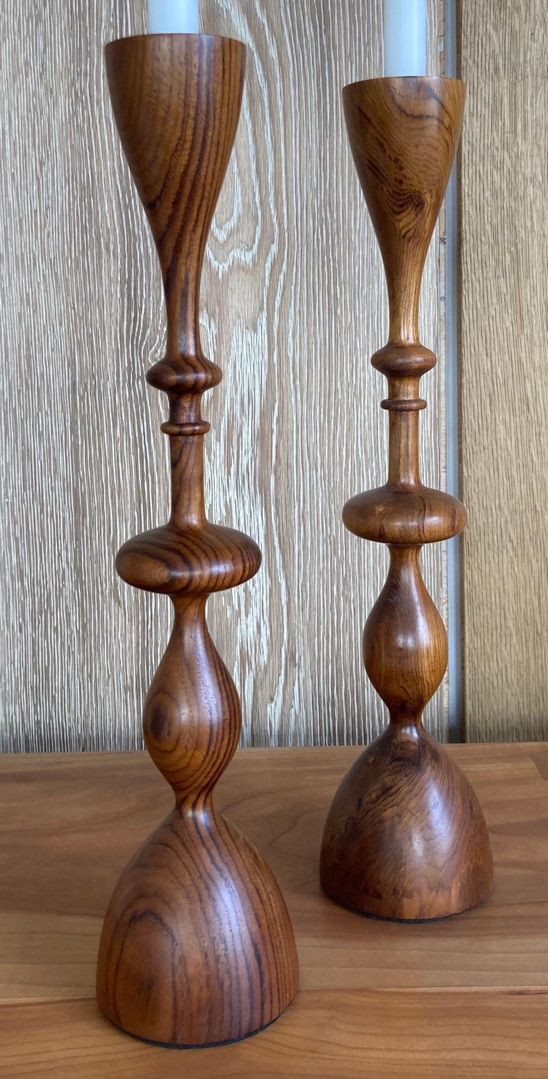 Wave Candlesticks (large, teak) For Sale at 1stDibs