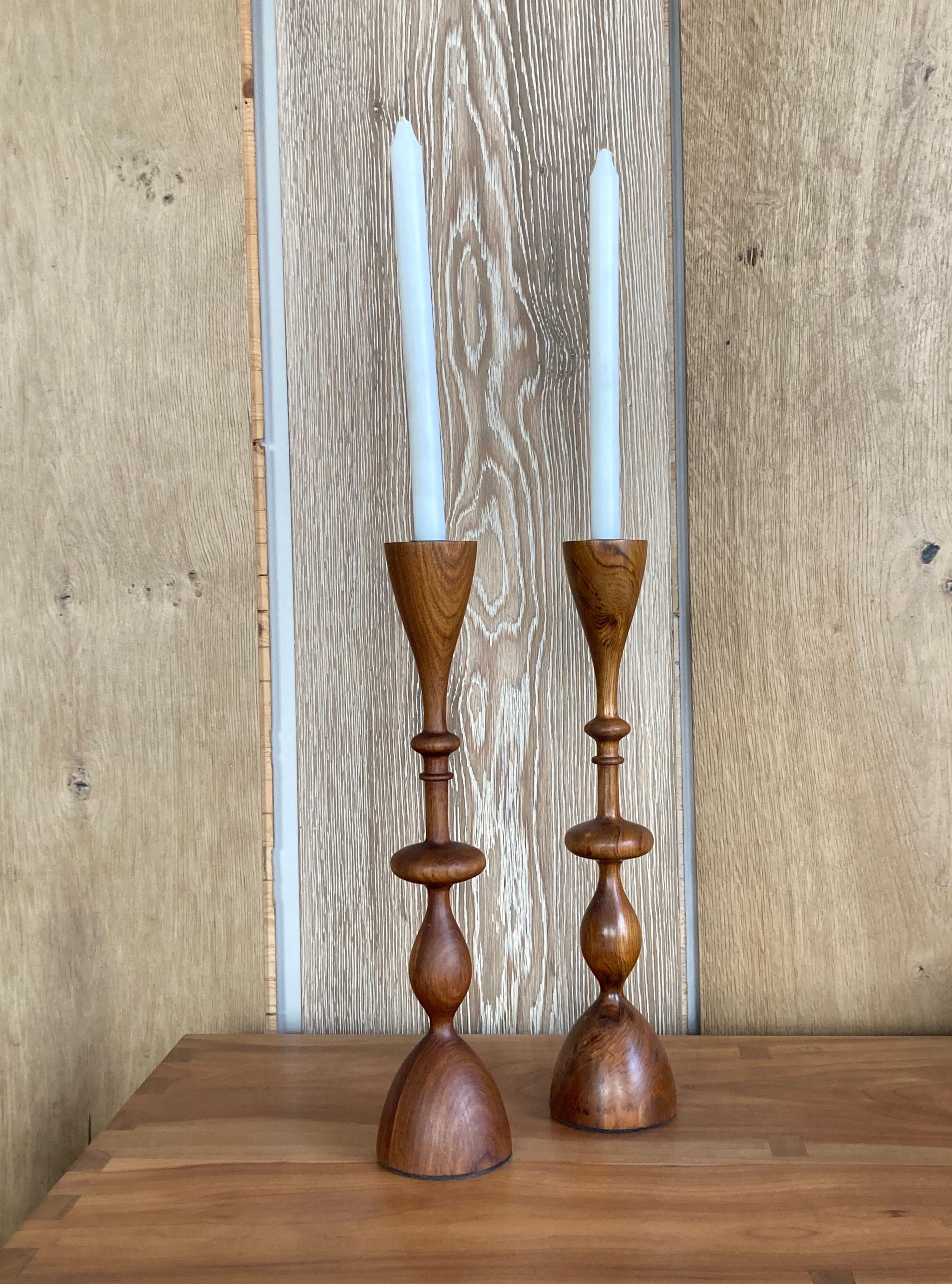 Teak Wave Candlesticks (sold individually, small, teak) For Sale