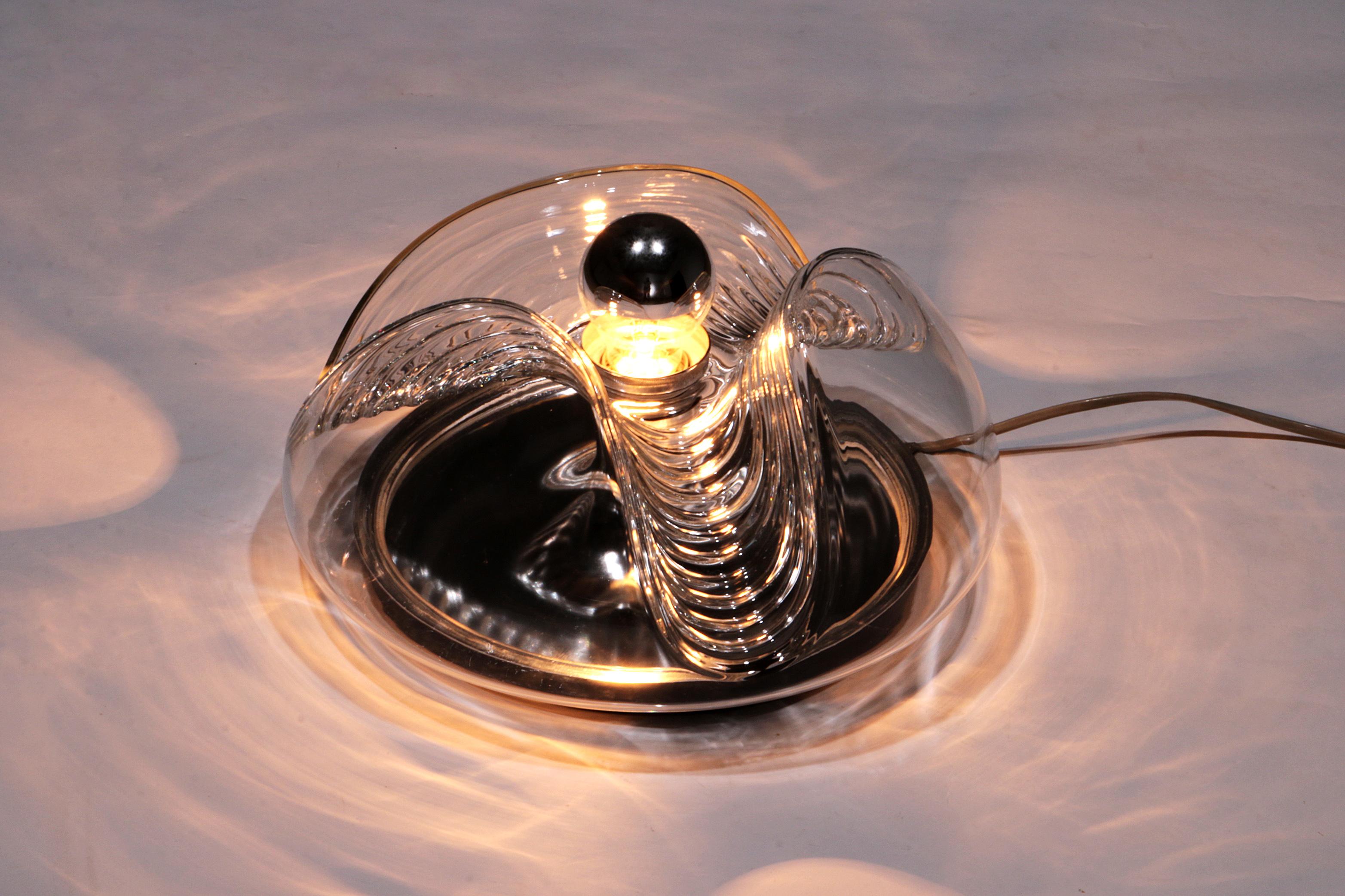 Mid-Century Modern Wave Ceiling Lamp from Peill & Putzler Clear glass 33 cm