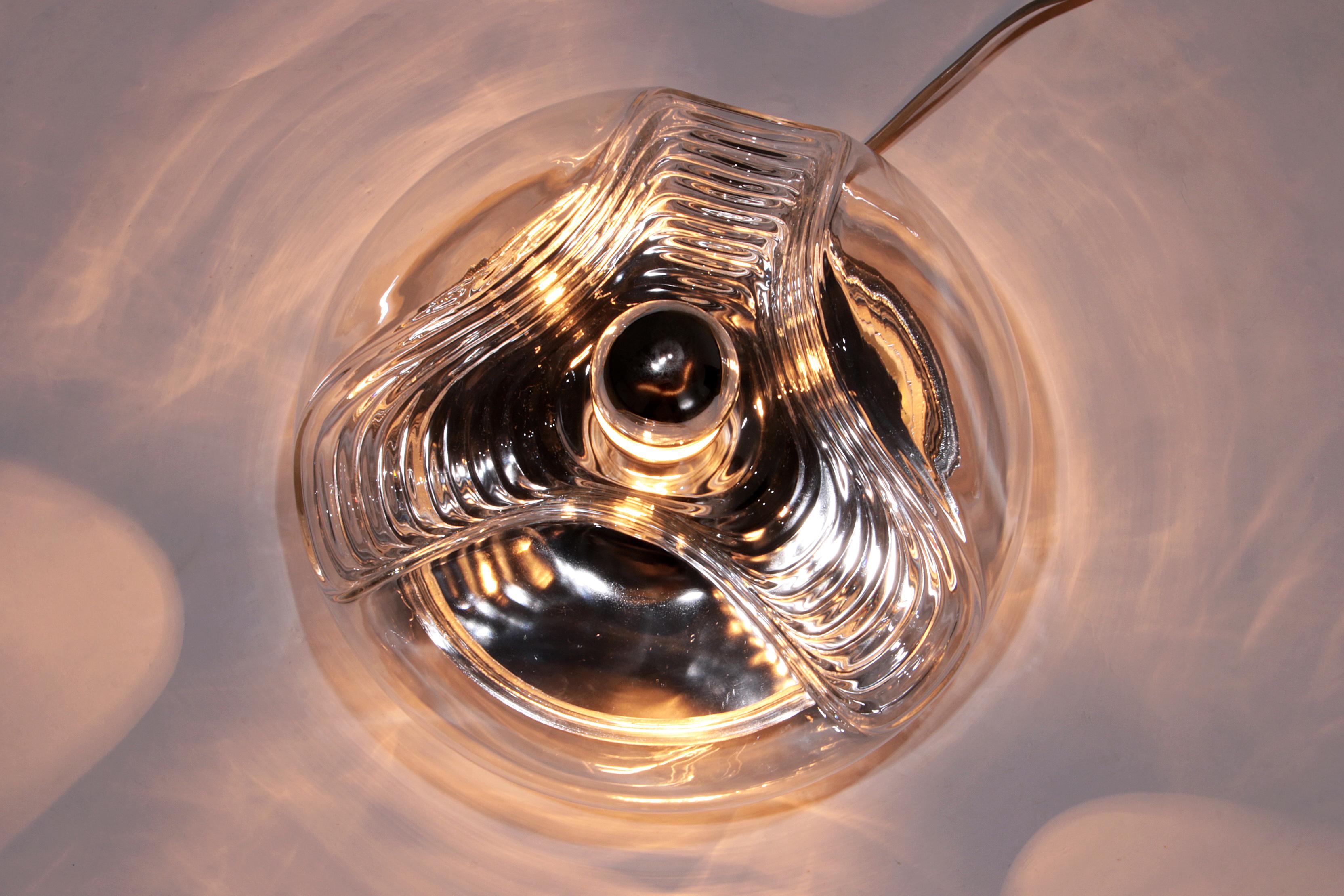German Wave Ceiling Lamp from Peill & Putzler Clear glass 33 cm