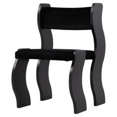 Wave Chair, Black Velvet/Black Finish, Minimalist Dining Chair, Made to Order