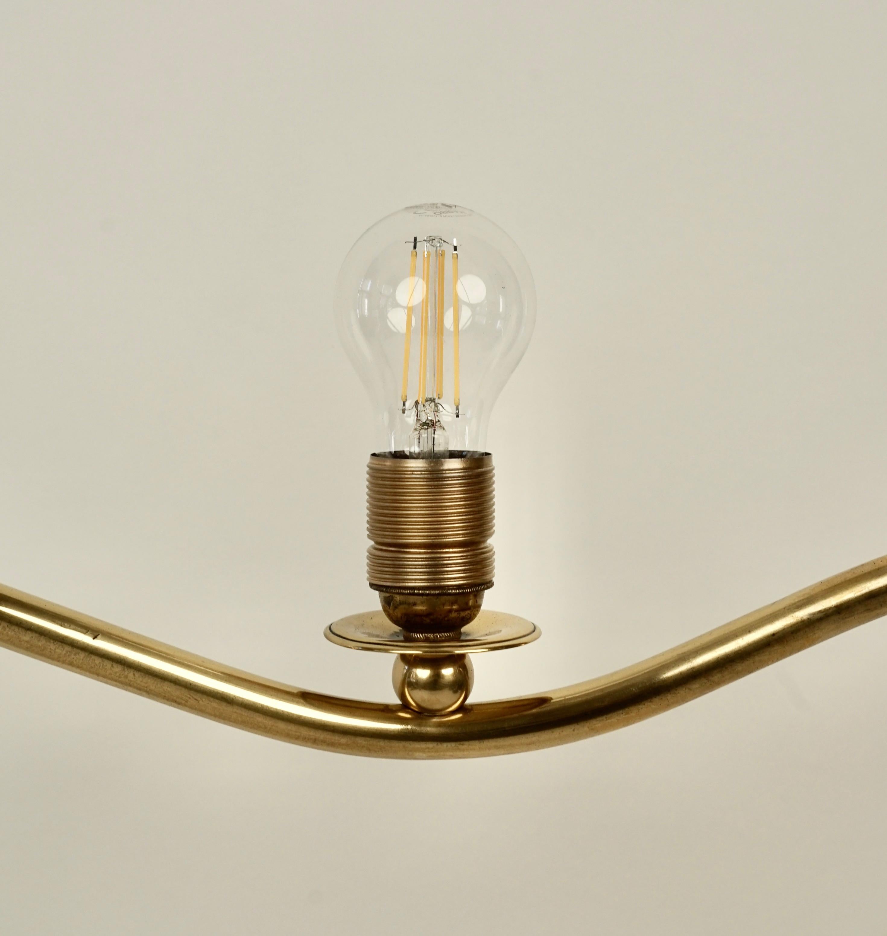 Lustre Wave en laiton avec abat-jour en soie, Design, Oswald Haerdtl, Autriche 1934 en vente 3