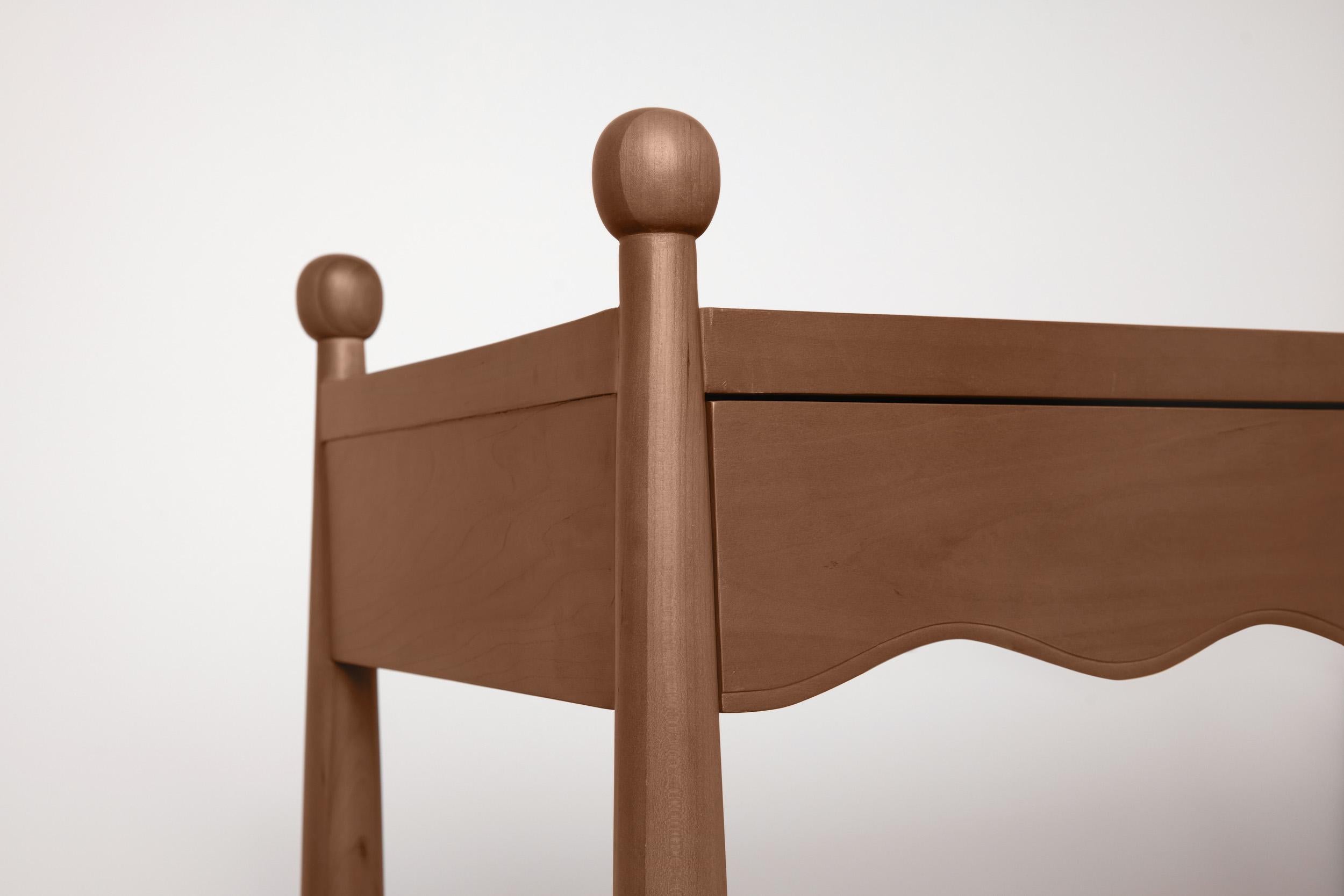 Organic Modern Wave Brown Cherry Wood Console Table For Sale