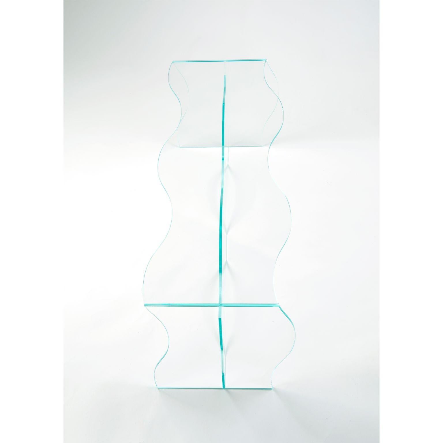 South Korean Wave Clear Glass Coffee Table Sculpted by Studio-Chacha