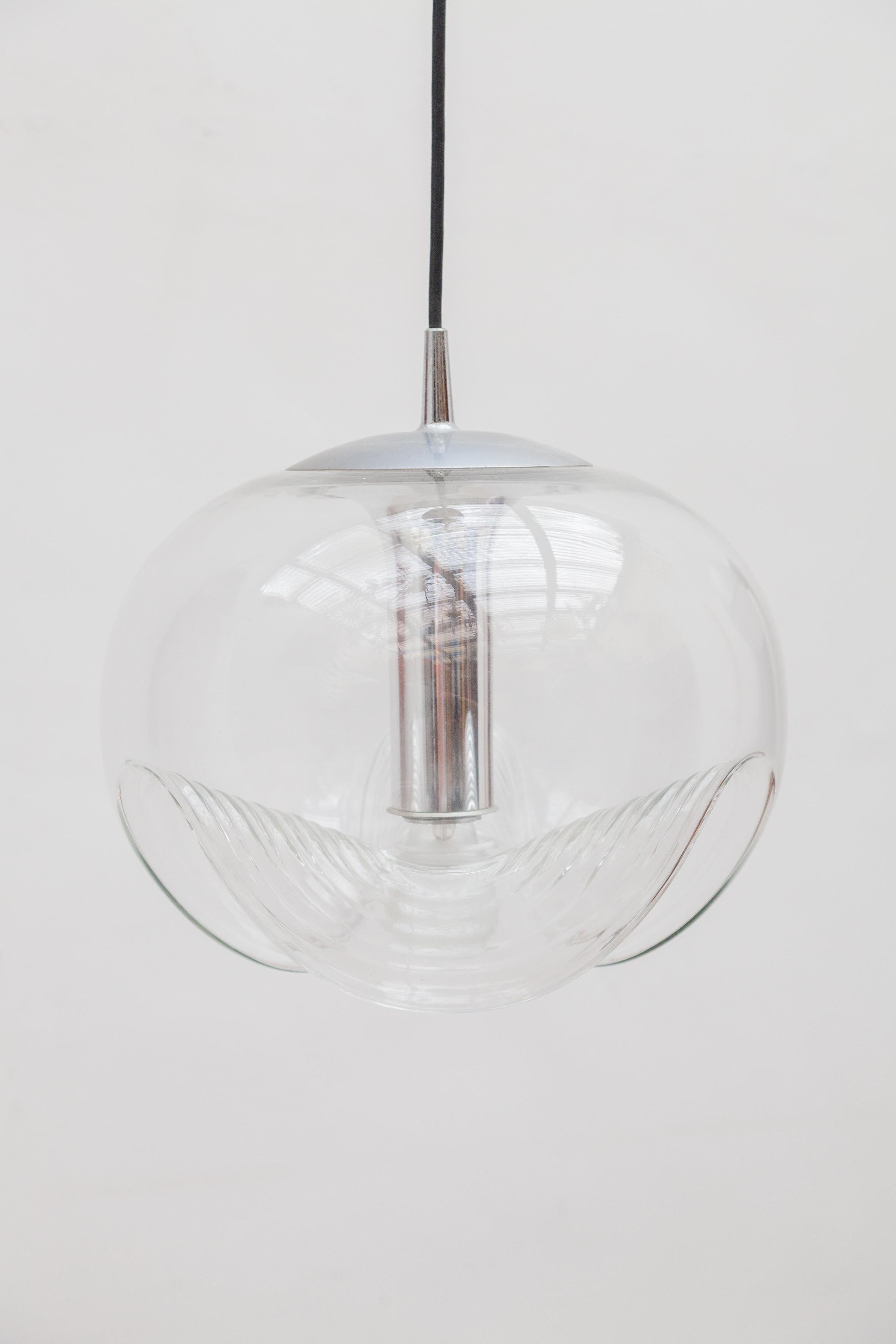 Mid-Century Modern Wave Clear Glass Lamp by Koch & Lowy for Peill & Putzler, 1960s