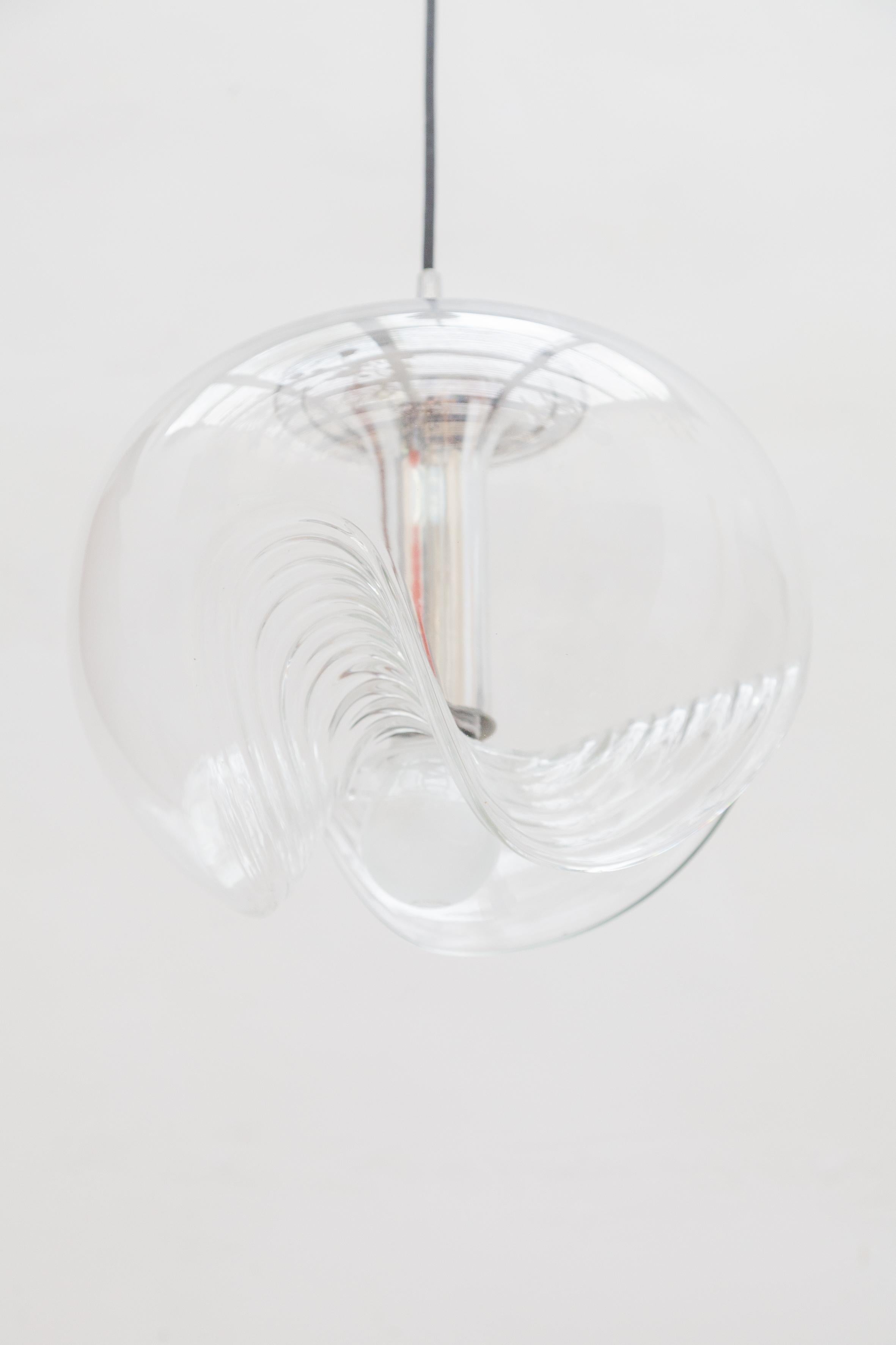 Wave Clear Glass Lamp by Koch & Lowy for Peill & Putzler, 1960s In Good Condition In Antwerp, BE