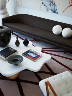 Wave Coffee Table, White Lacquer & Wood Table by Christian Siriano