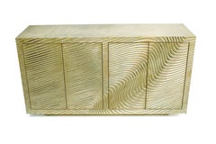 Wave Credenza in Brass Clad Over MDF Handcrafted in India by Stephanie Odegard