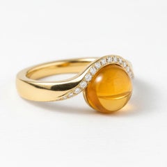 Wave Design Citrine and Topaz Ring in silver, gold