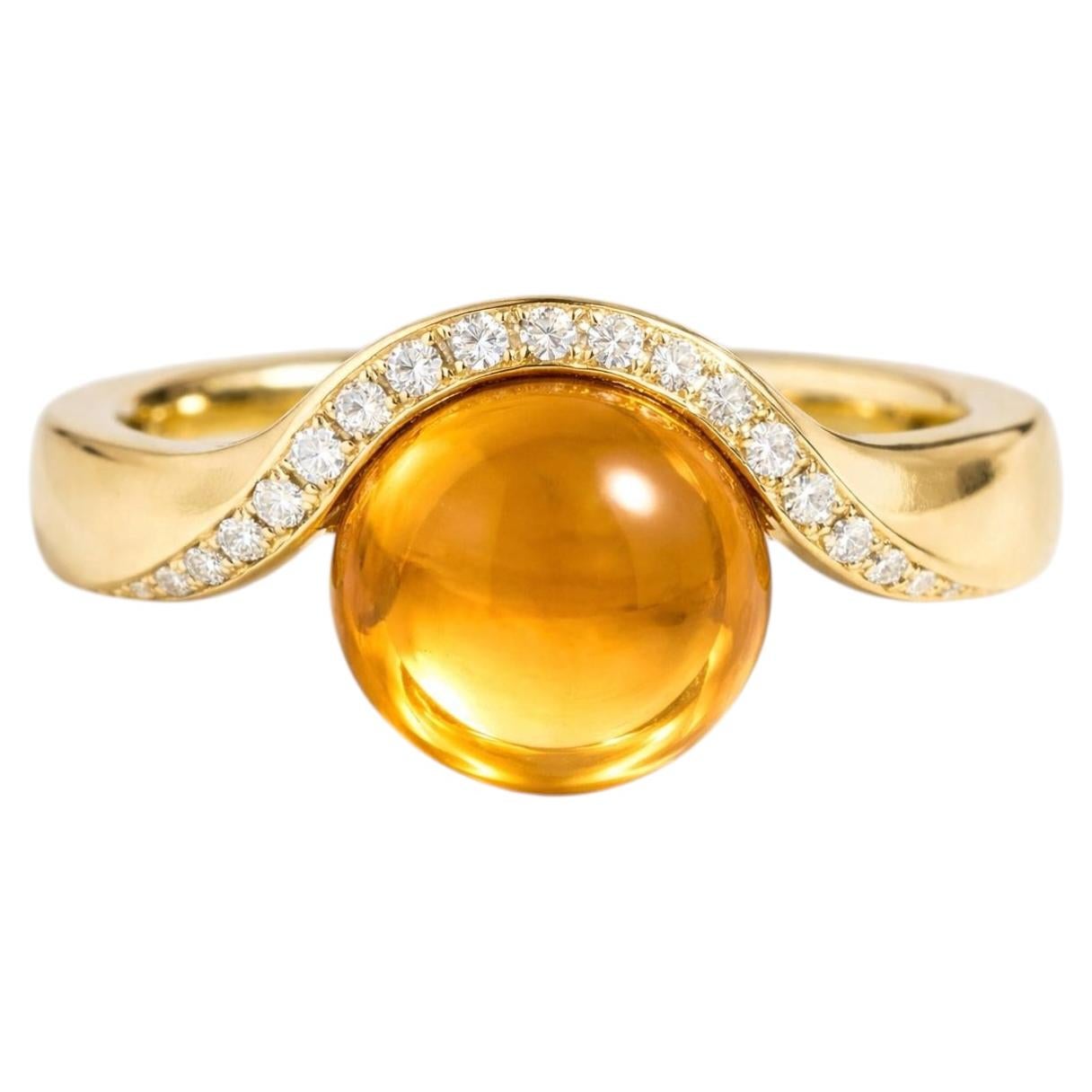 For Sale:  Wave Design Citrine and Topaz Ring in silver, gold