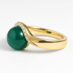 Wave Design Green Onyx and Topaz Ring in silver, gold